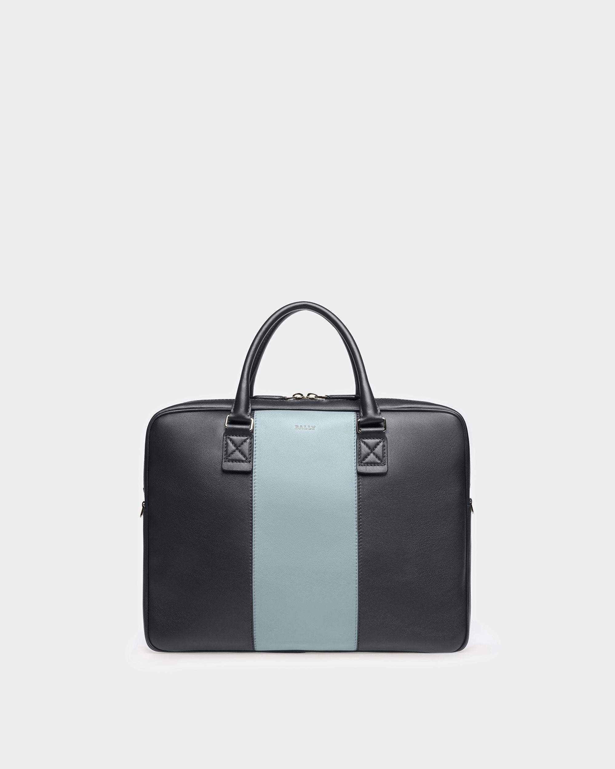 Hesines Borsa Business In Pelle Blu Scuro E Azzurra - Uomo - Bally - 01