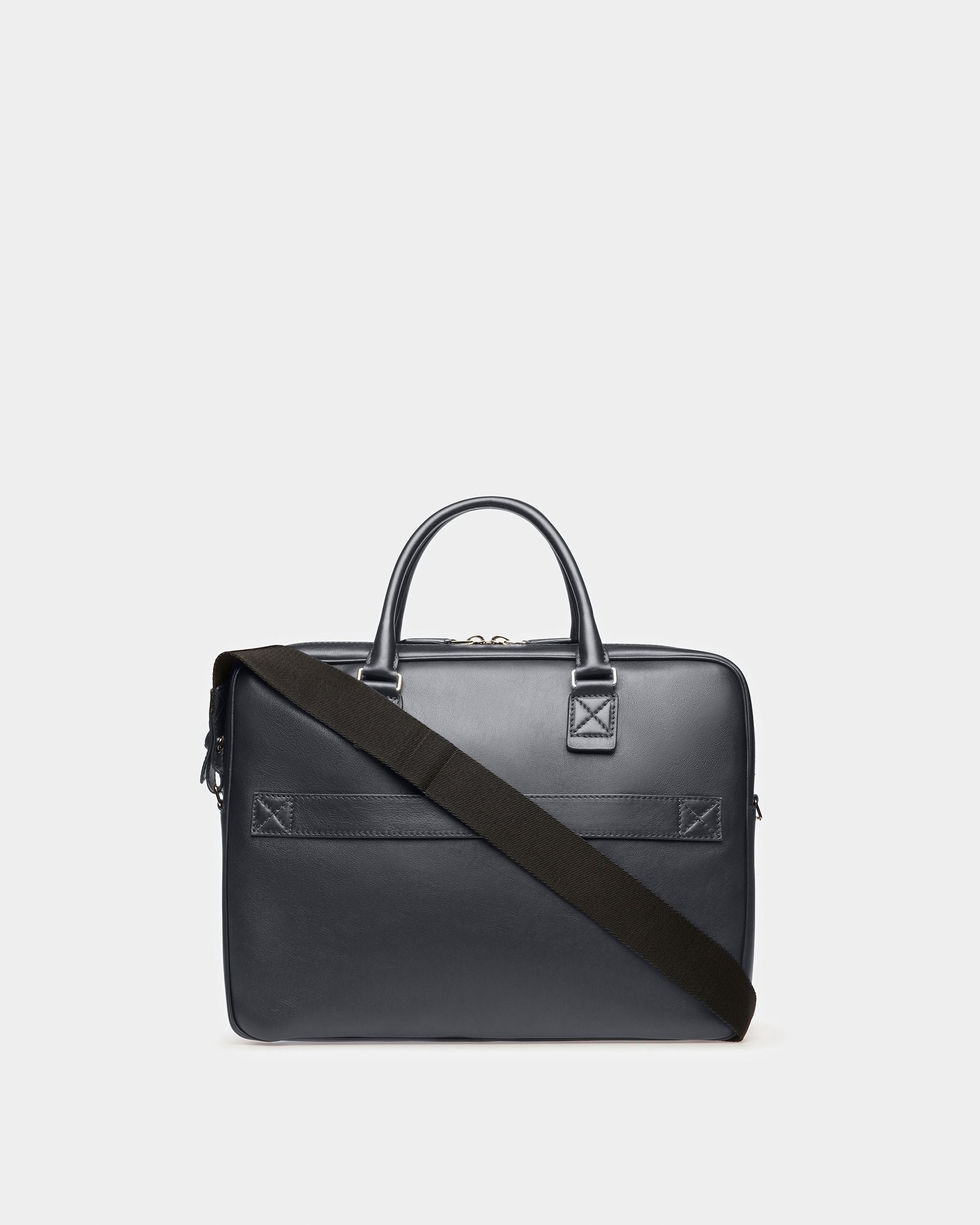 Hesines Borsa Business In Pelle Blu Scuro E Azzurra - Uomo - Bally - 03