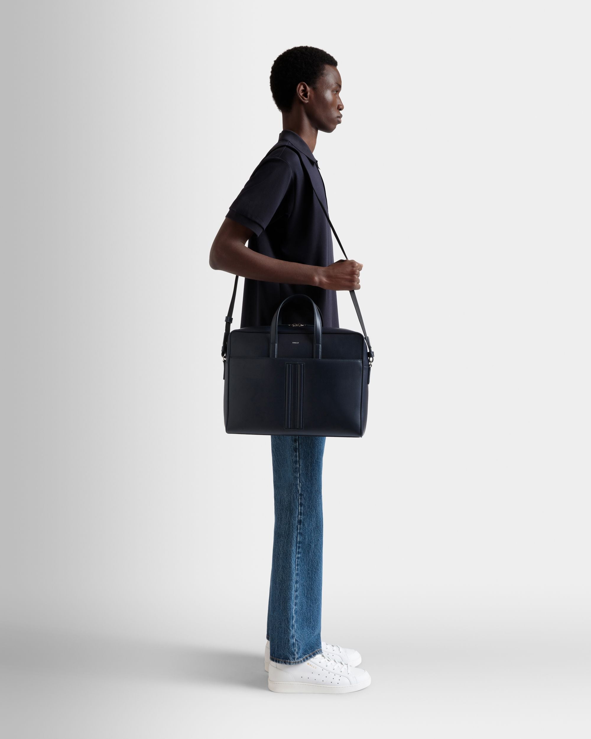 Cartella Mythos In Pelle Riciclata Navy Blue - Uomo - Bally - 02