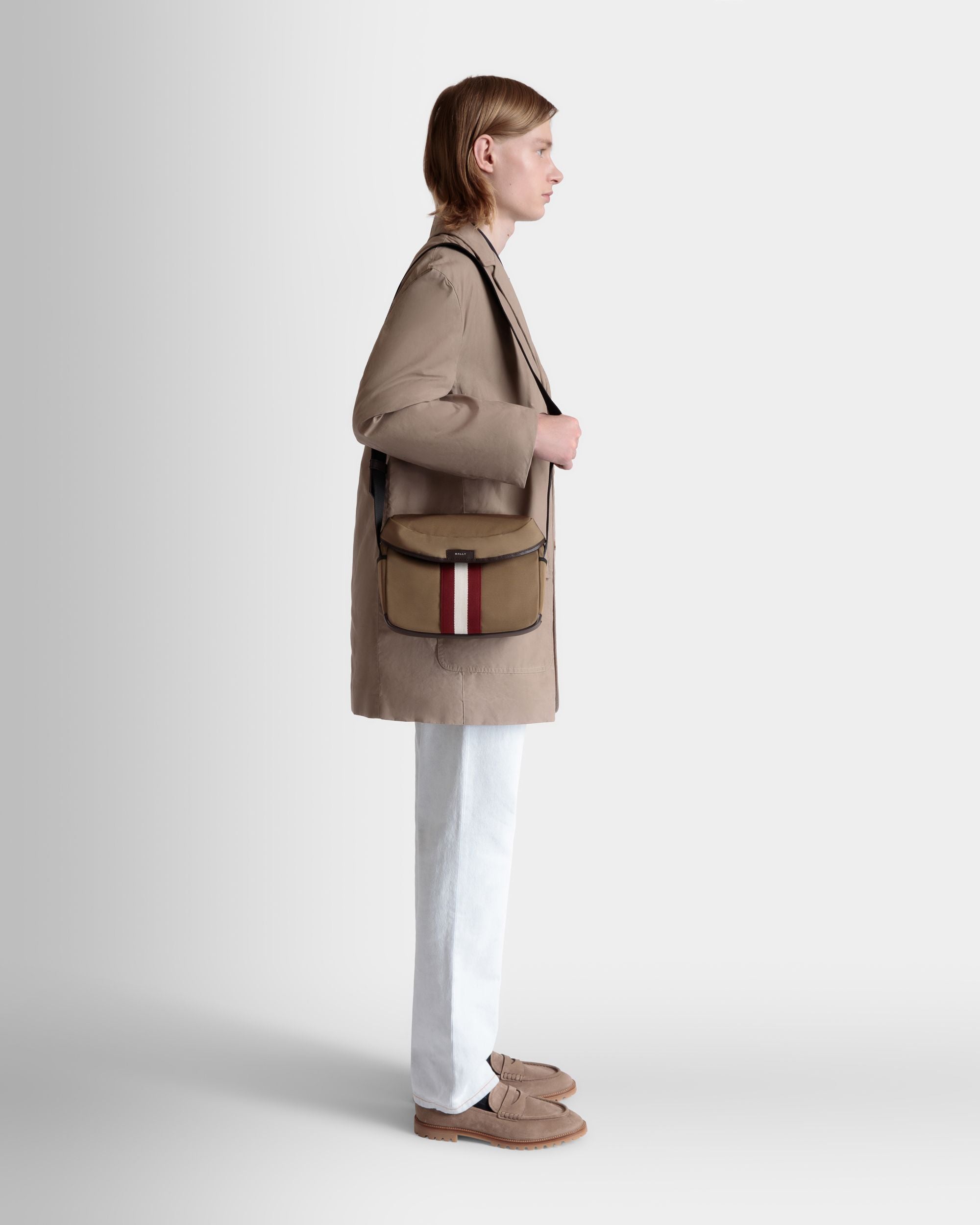 Borsa A Tracolla Code In Nylon Color Cammello - Uomo - Bally - 02
