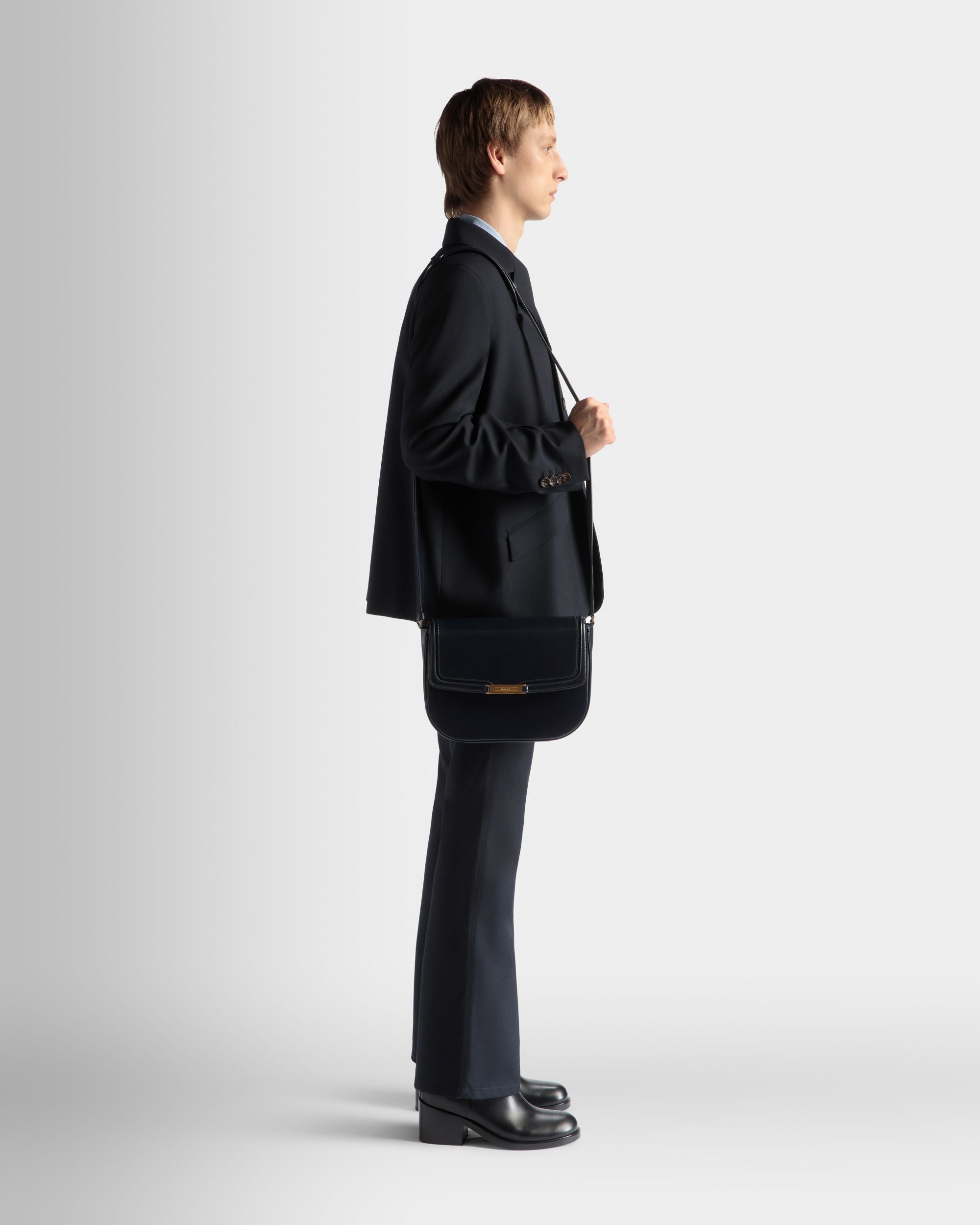 Borsa A Tracolla Deco In Pelle Spazzolata Navy Blue - Uomo - Bally - 02