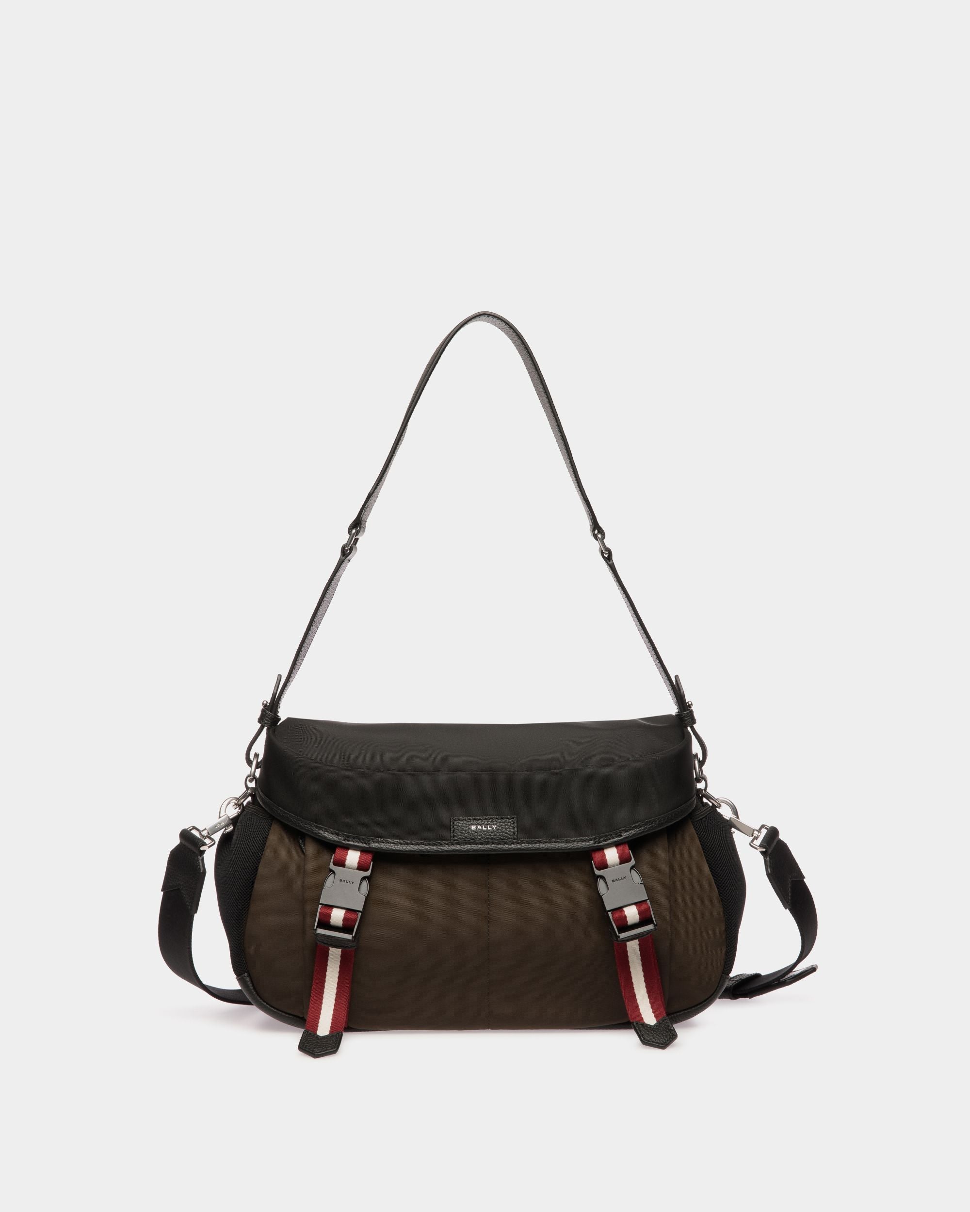 Borsa A Tracolla Code In Nylon Military Green E Nero - Uomo - Bally - 01