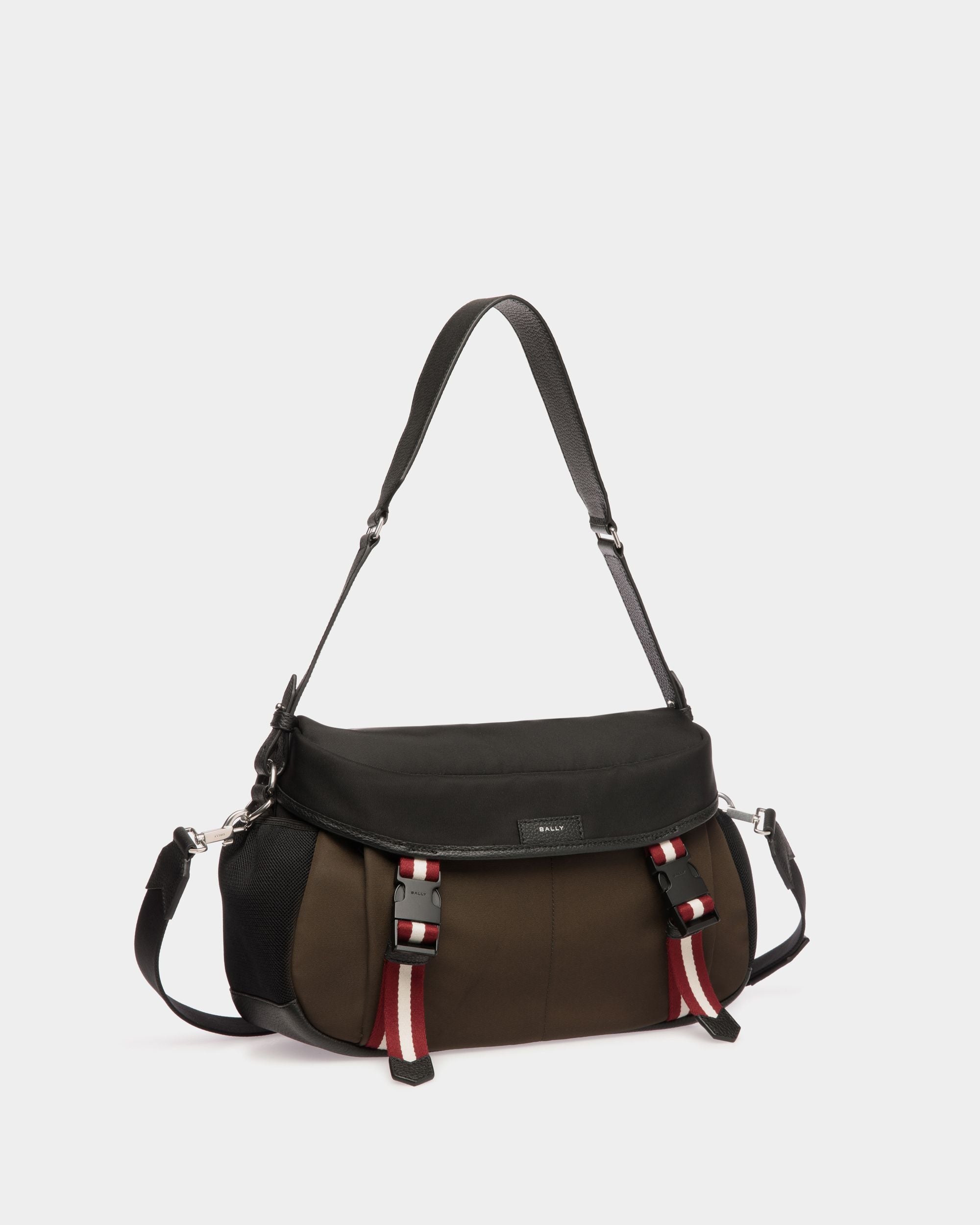 Borsa A Tracolla Code In Nylon Military Green E Nero - Uomo - Bally - 03