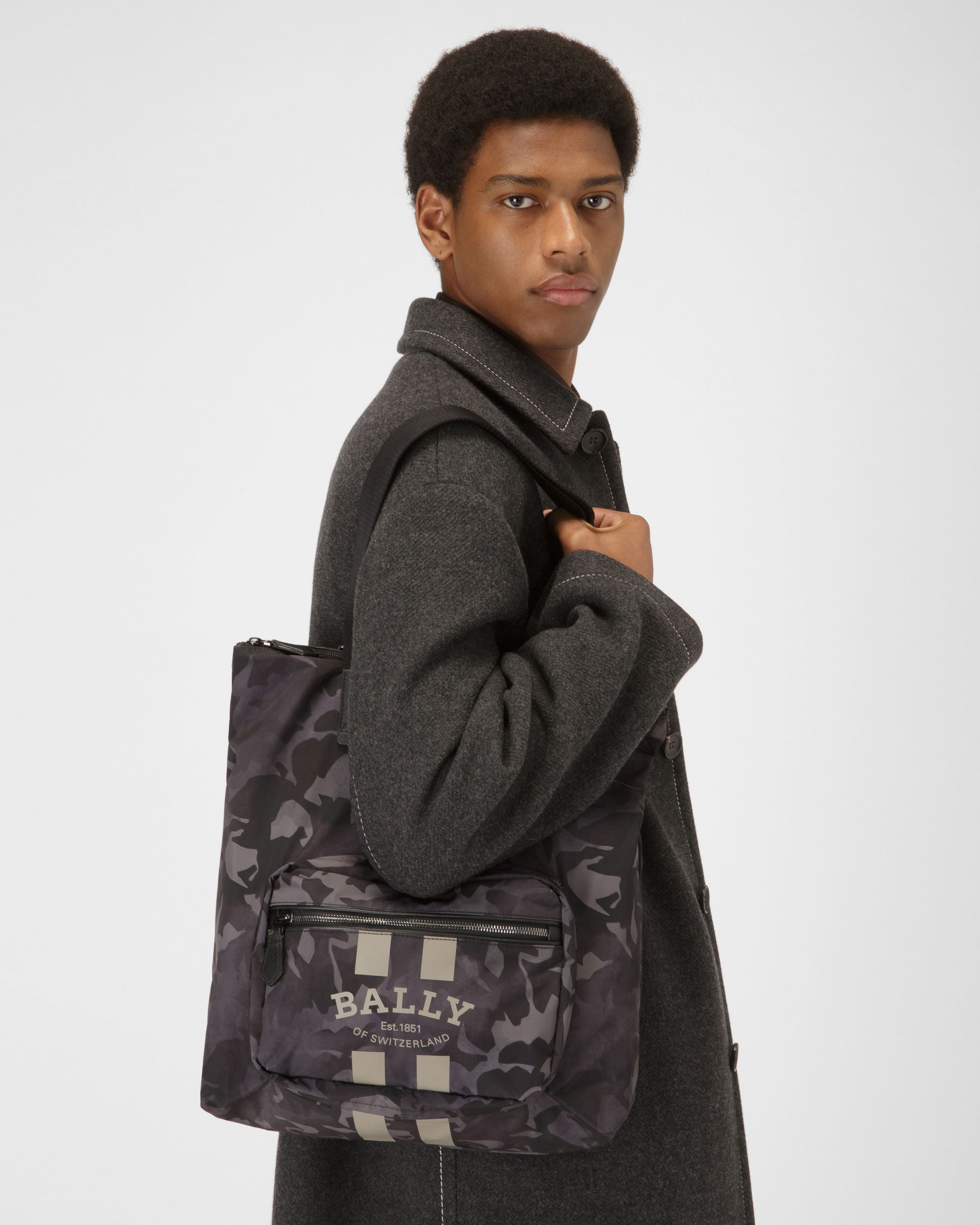 Fallie Tote Bag In Nylon Nero - Uomo - Bally - 07