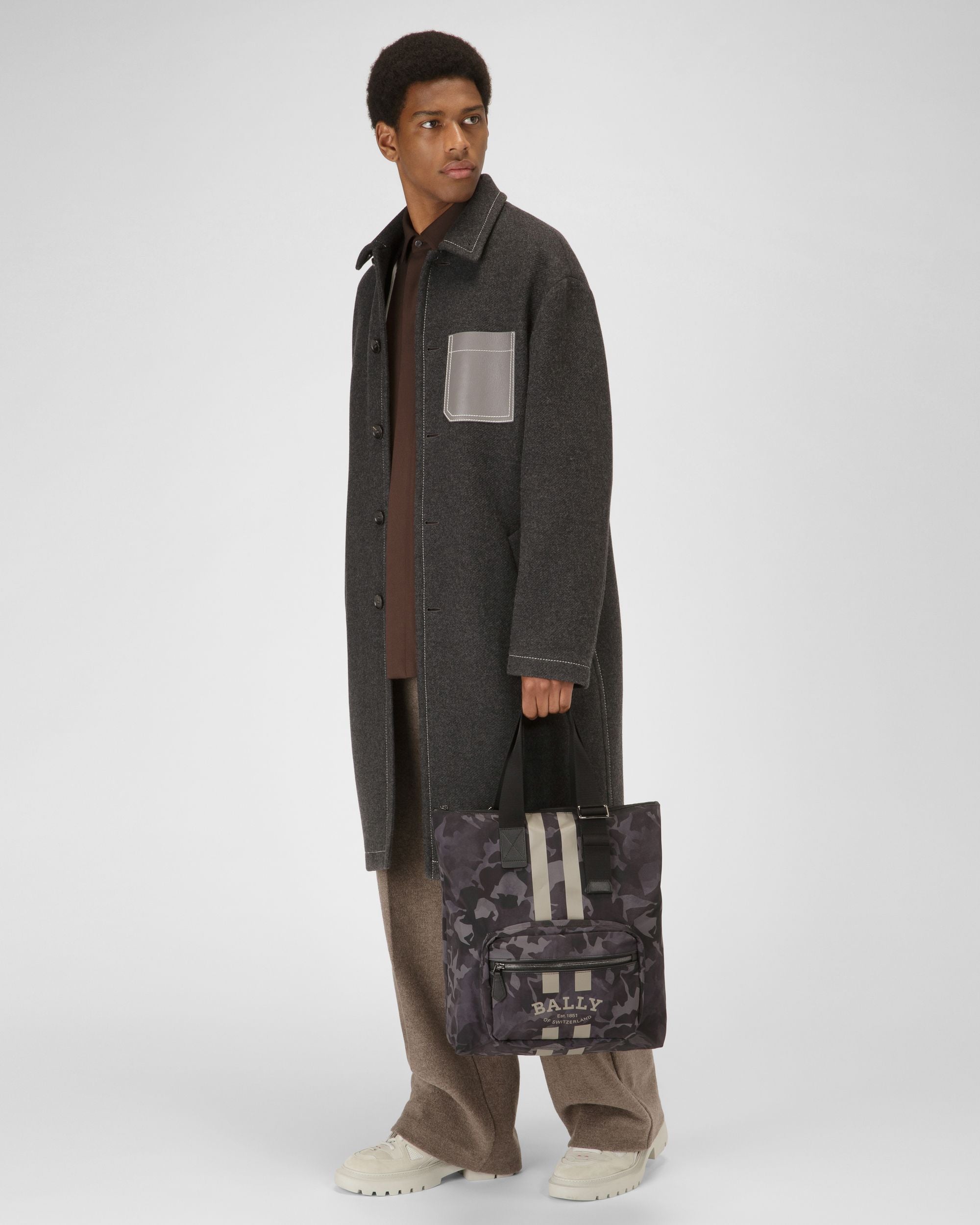Fallie Tote Bag In Nylon Nero - Uomo - Bally - 08