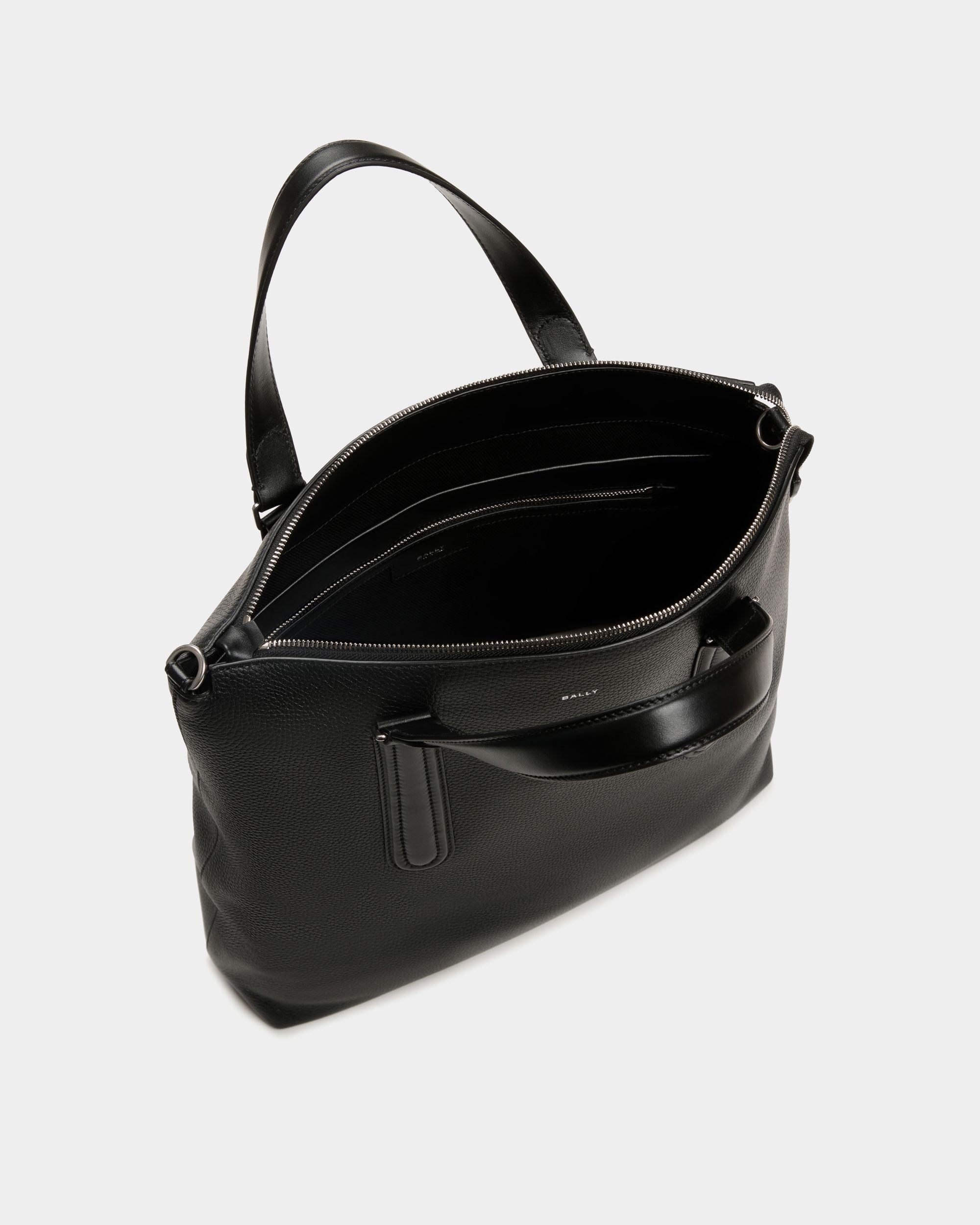 Tote Bag Spin In Pelle Zigrinata Nera - Uomo - Bally - 05