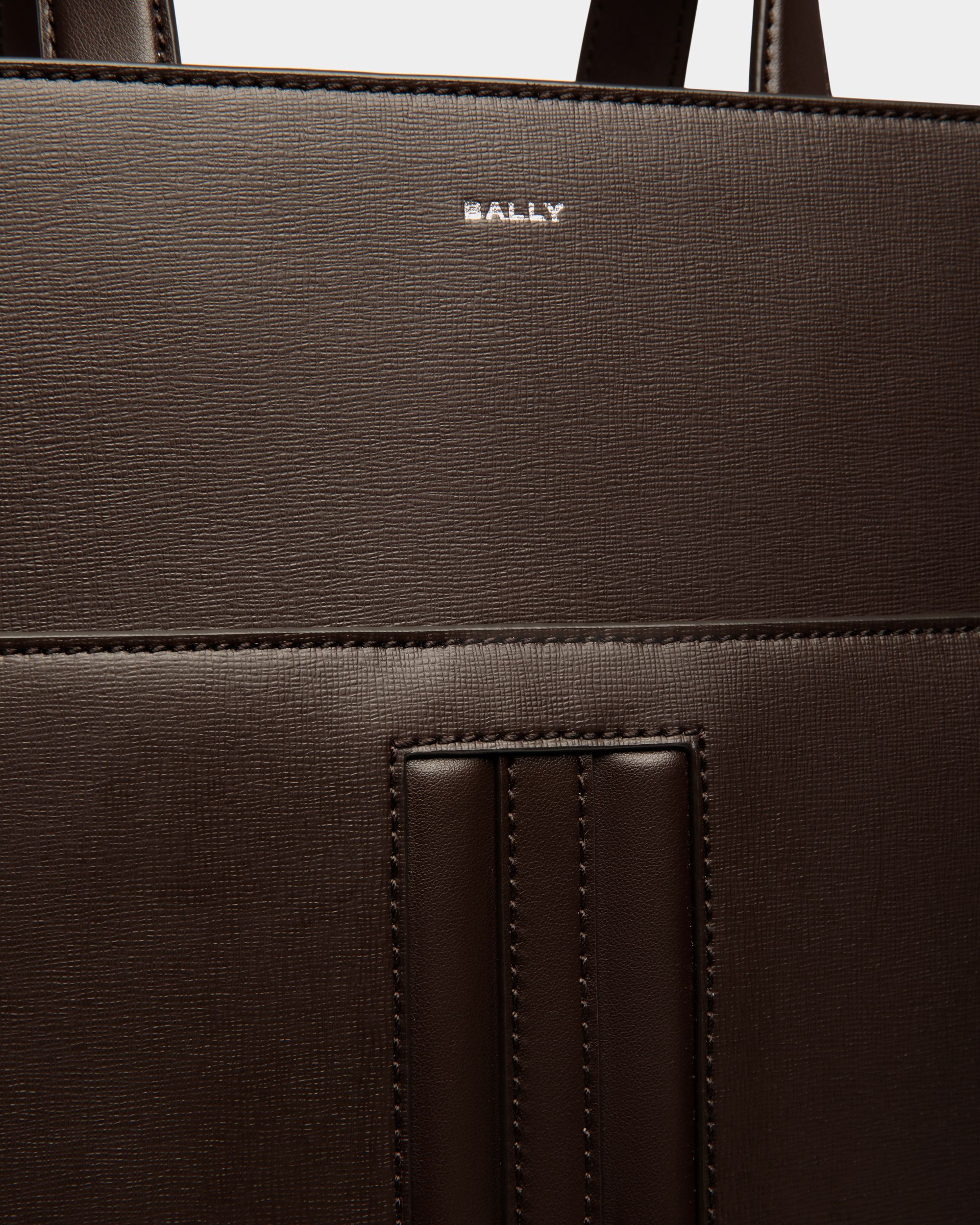 Tote Bag Mythos In Pelle Riciclata Color Ebano - Uomo - Bally - 05