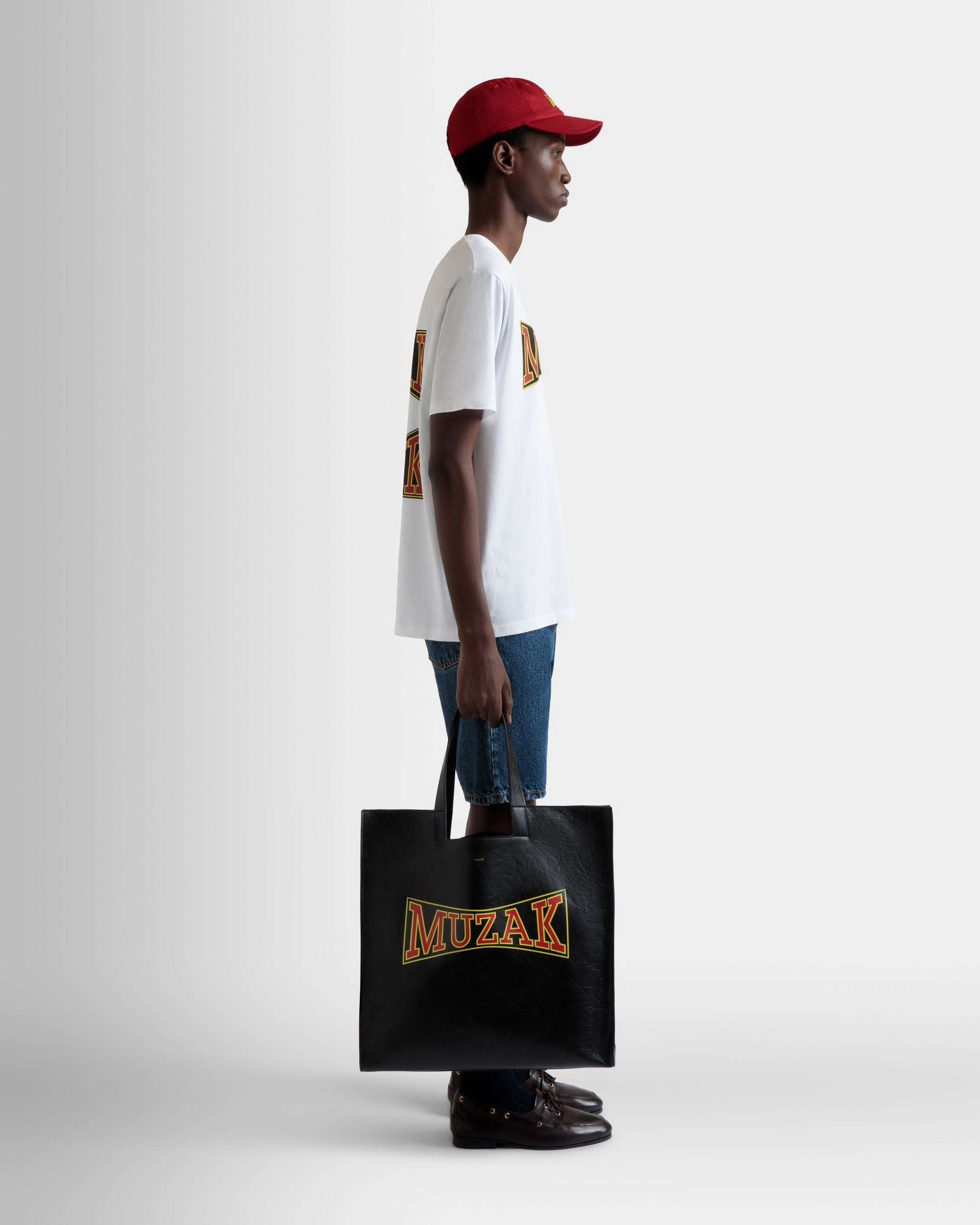 Tote Bag DJ Leo Mas X Bally In Pelle Nera Con Stampa Muzak - Uomo - Bally - 02