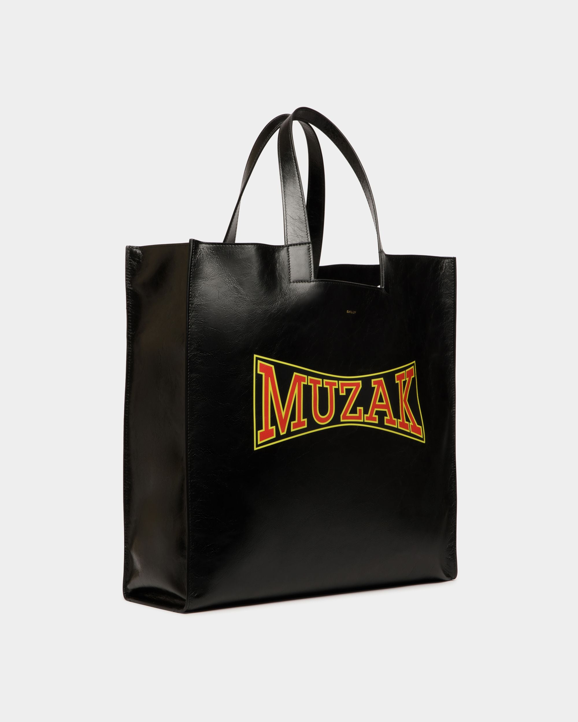 Tote Bag DJ Leo Mas X Bally In Pelle Nera Con Stampa Muzak - Uomo - Bally - 04