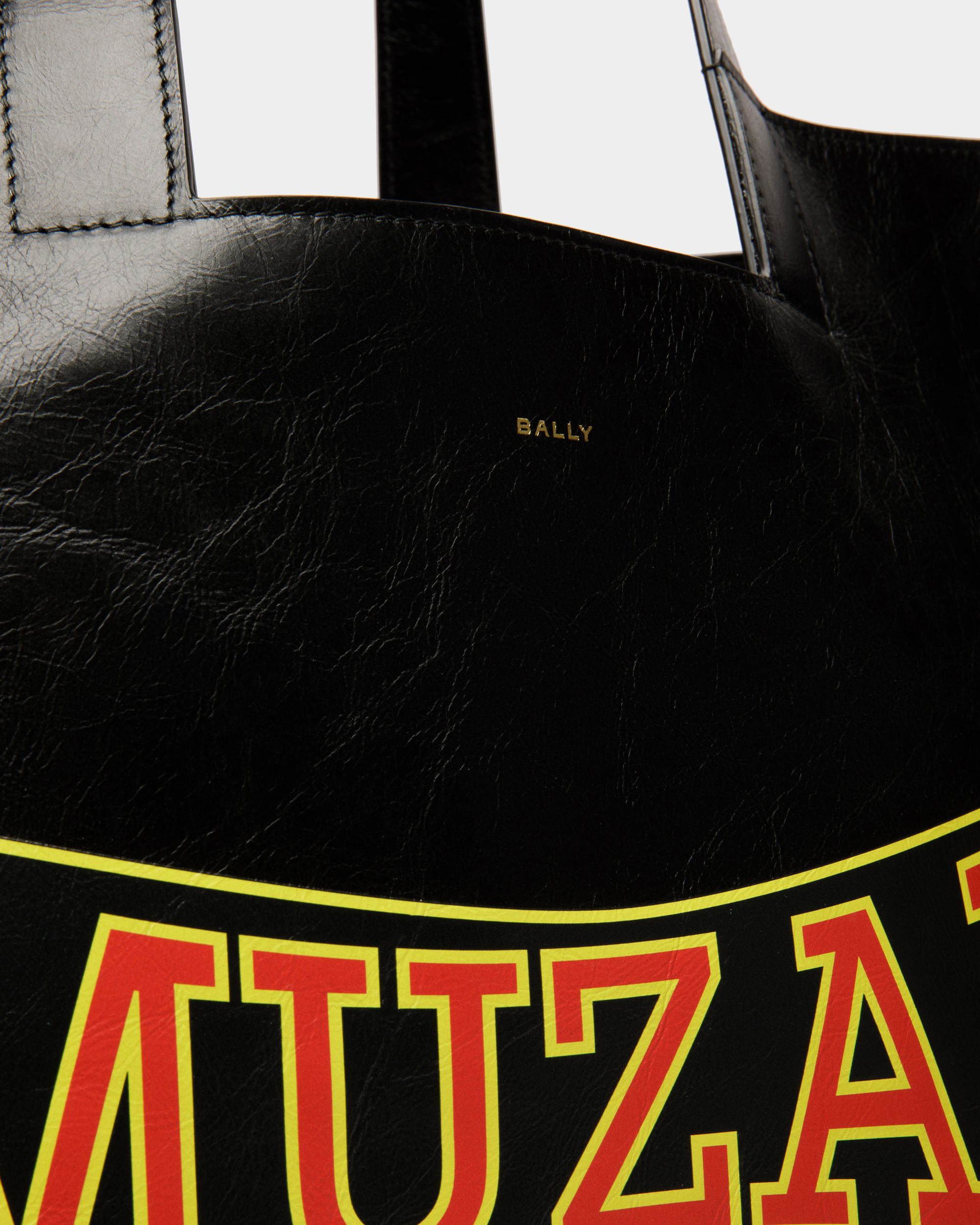 Tote Bag DJ Leo Mas X Bally In Pelle Nera Con Stampa Muzak - Uomo - Bally - 06