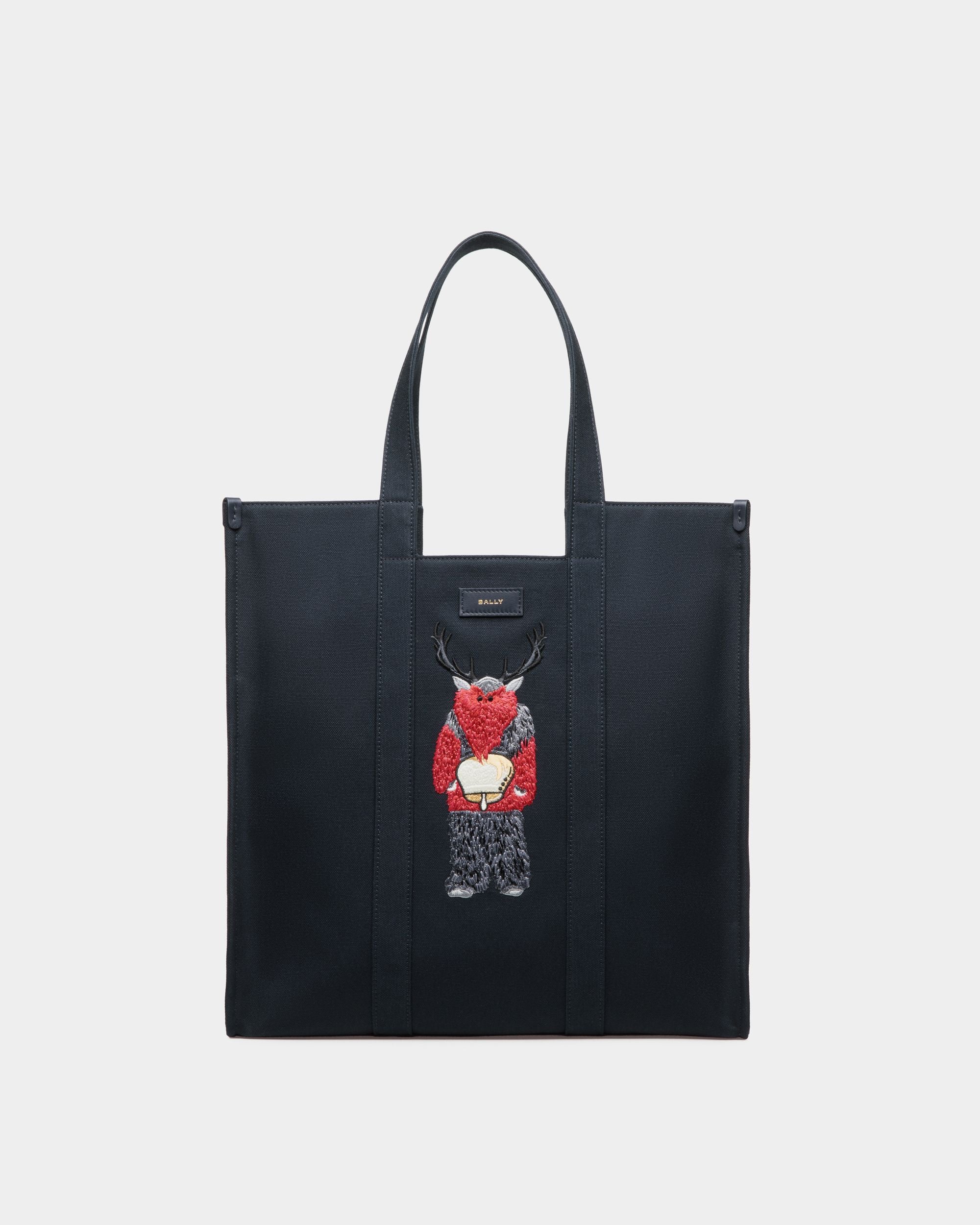 Tote Bag Easy Bally In Tela Di Cotone Navy Blue - Uomo - Bally - 01