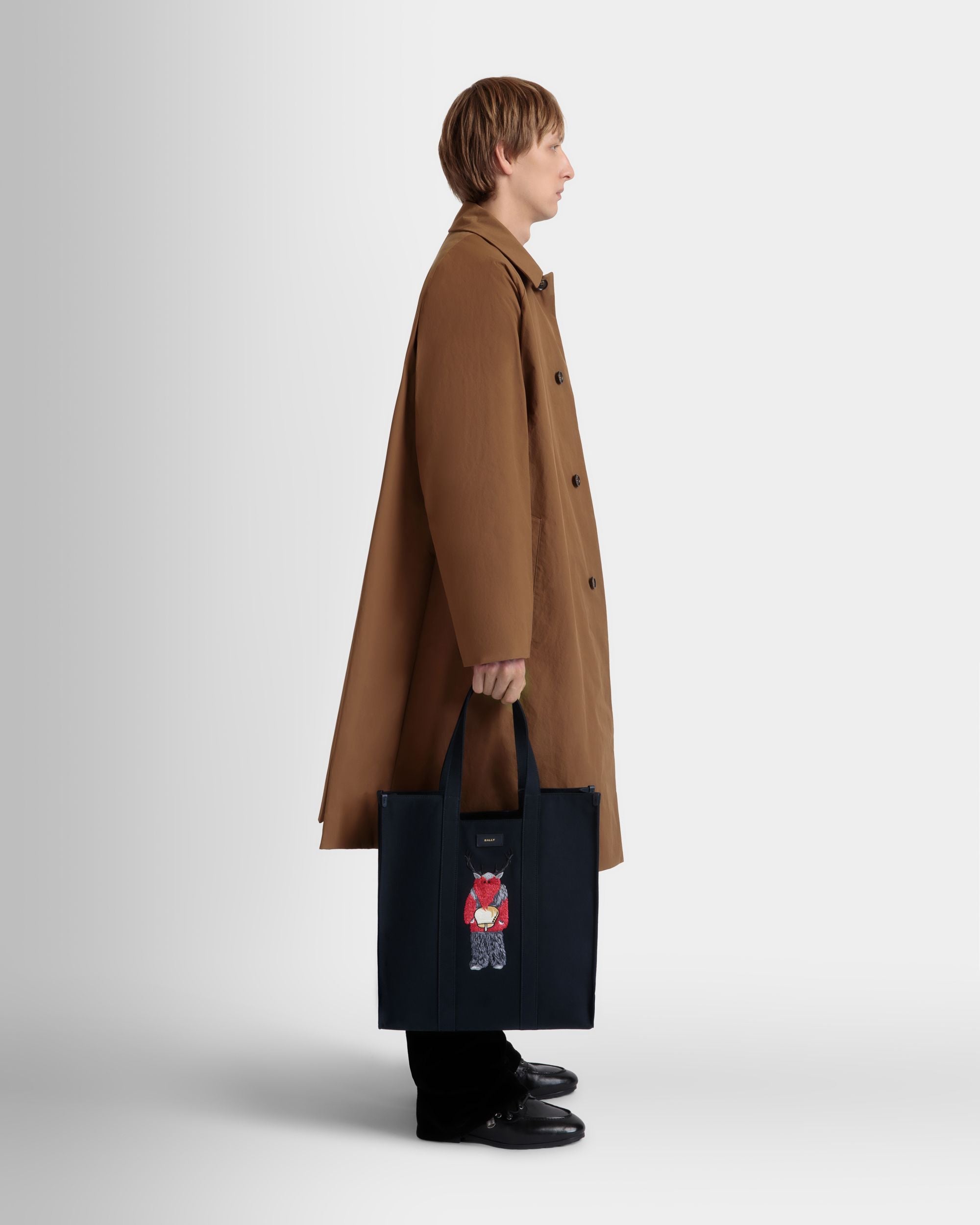 Tote Bag Easy Bally In Tela Di Cotone Navy Blue - Uomo - Bally - 02