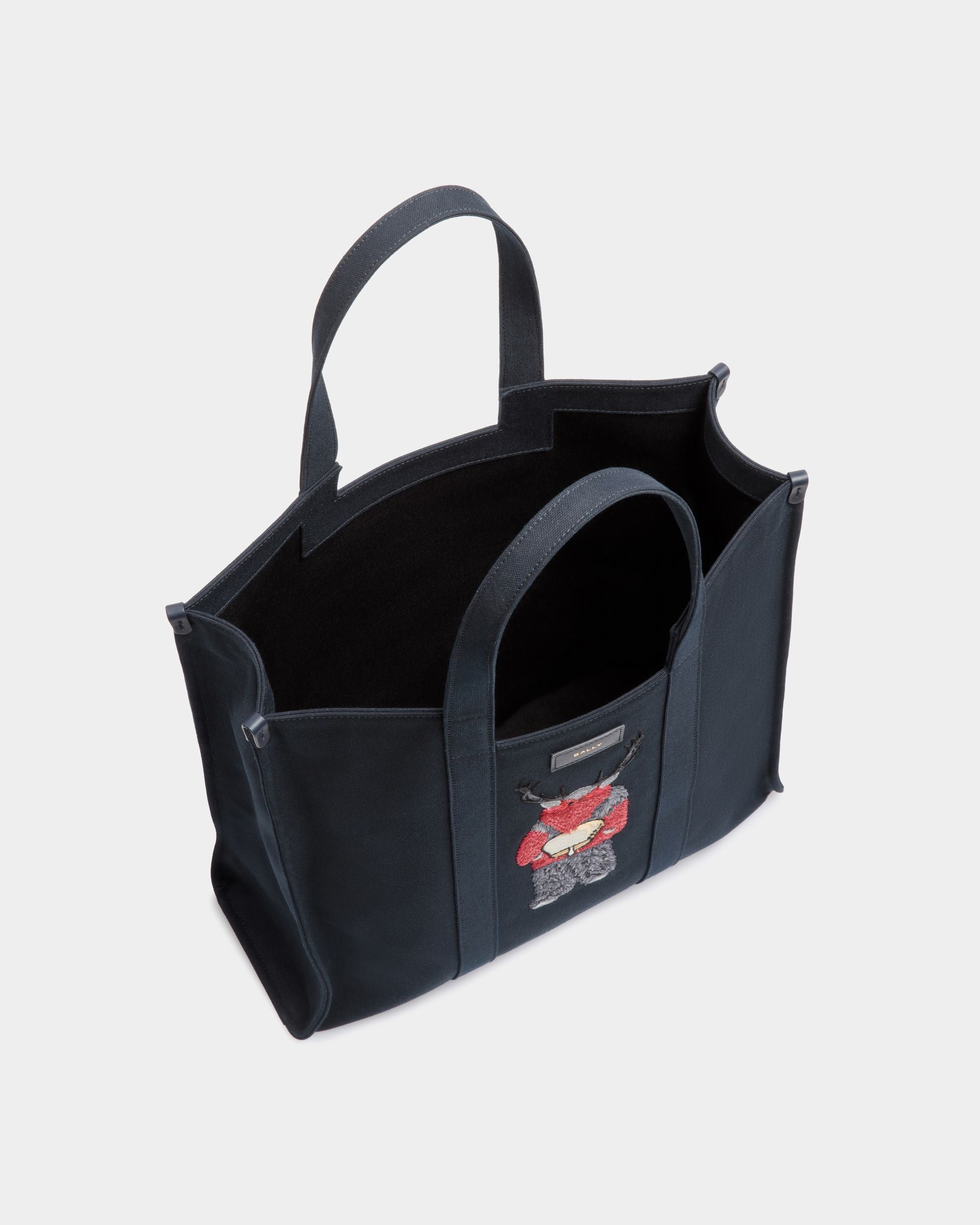 Tote Bag Easy Bally In Tela Di Cotone Navy Blue - Uomo - Bally - 05