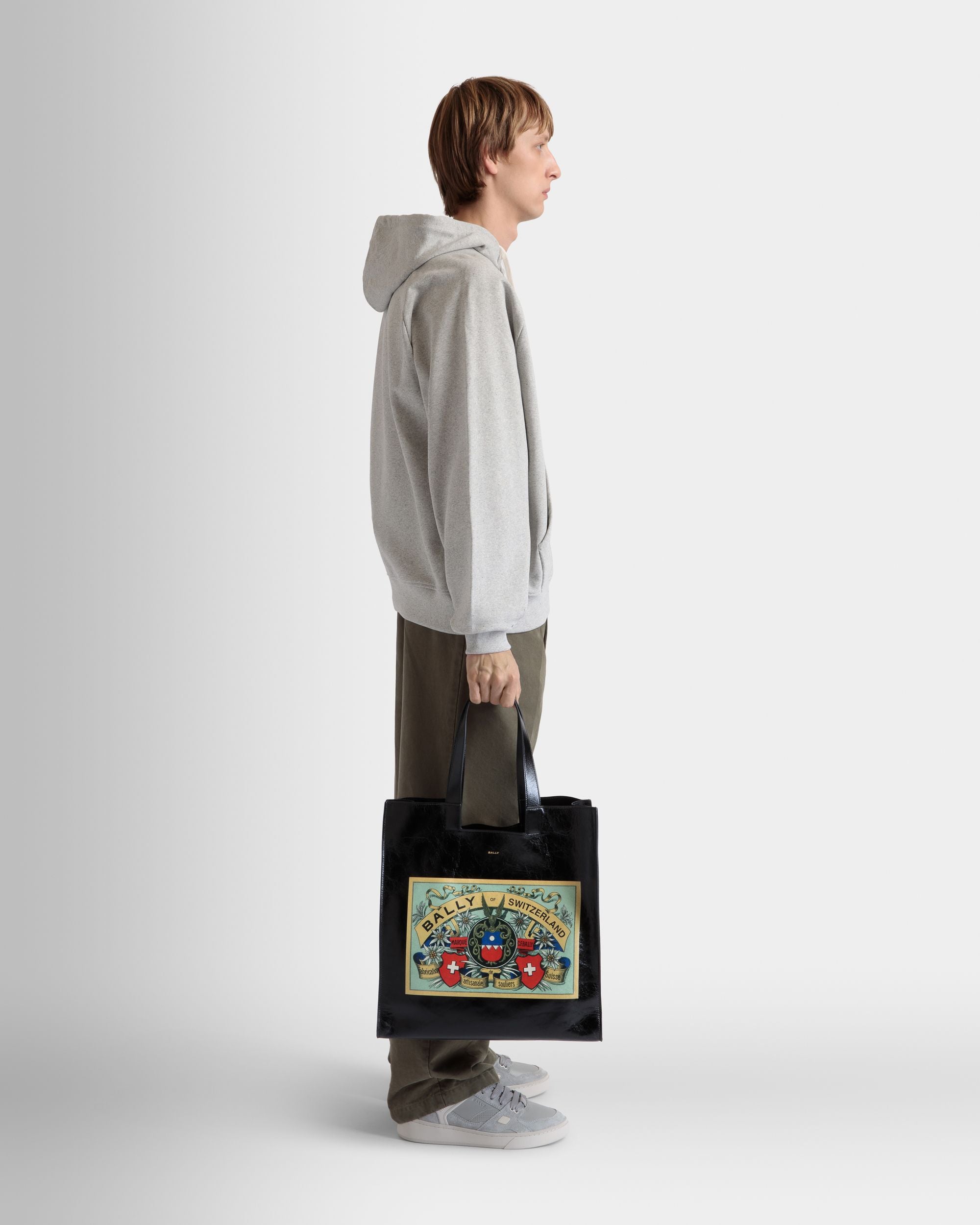 Tote Bag Easy Bally In Pelle Nera - Uomo - Bally - 02