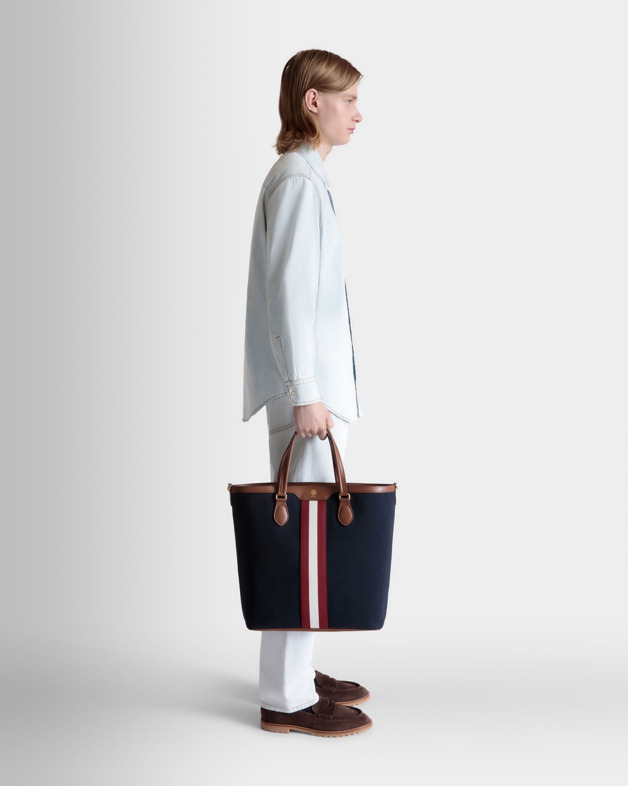 Tote Bag Beckett In Tela Di Cotone Navy Blue - Uomo - Bally - 02