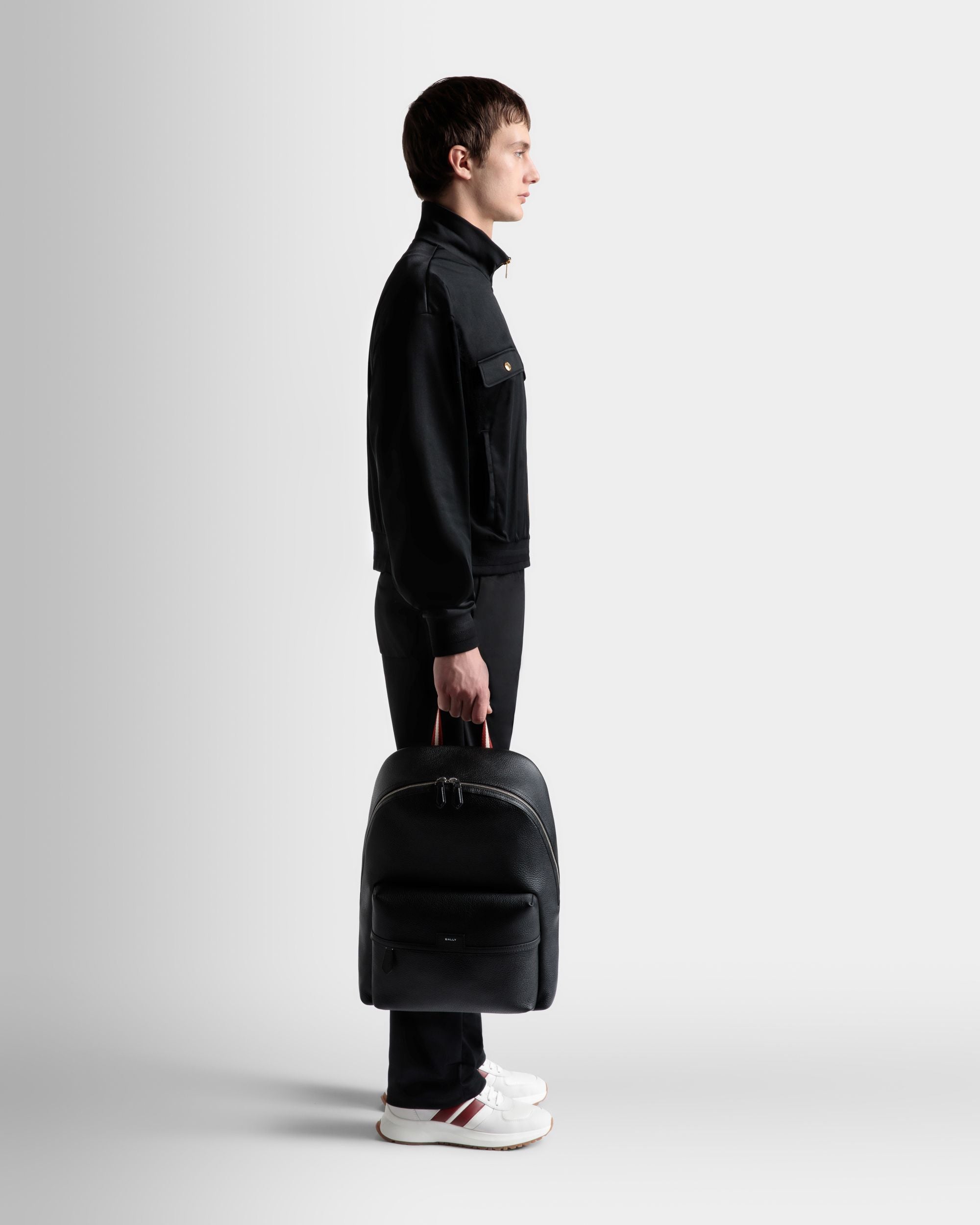 Zaino Code In Pelle Martelllata Nera - Uomo - Bally - 02