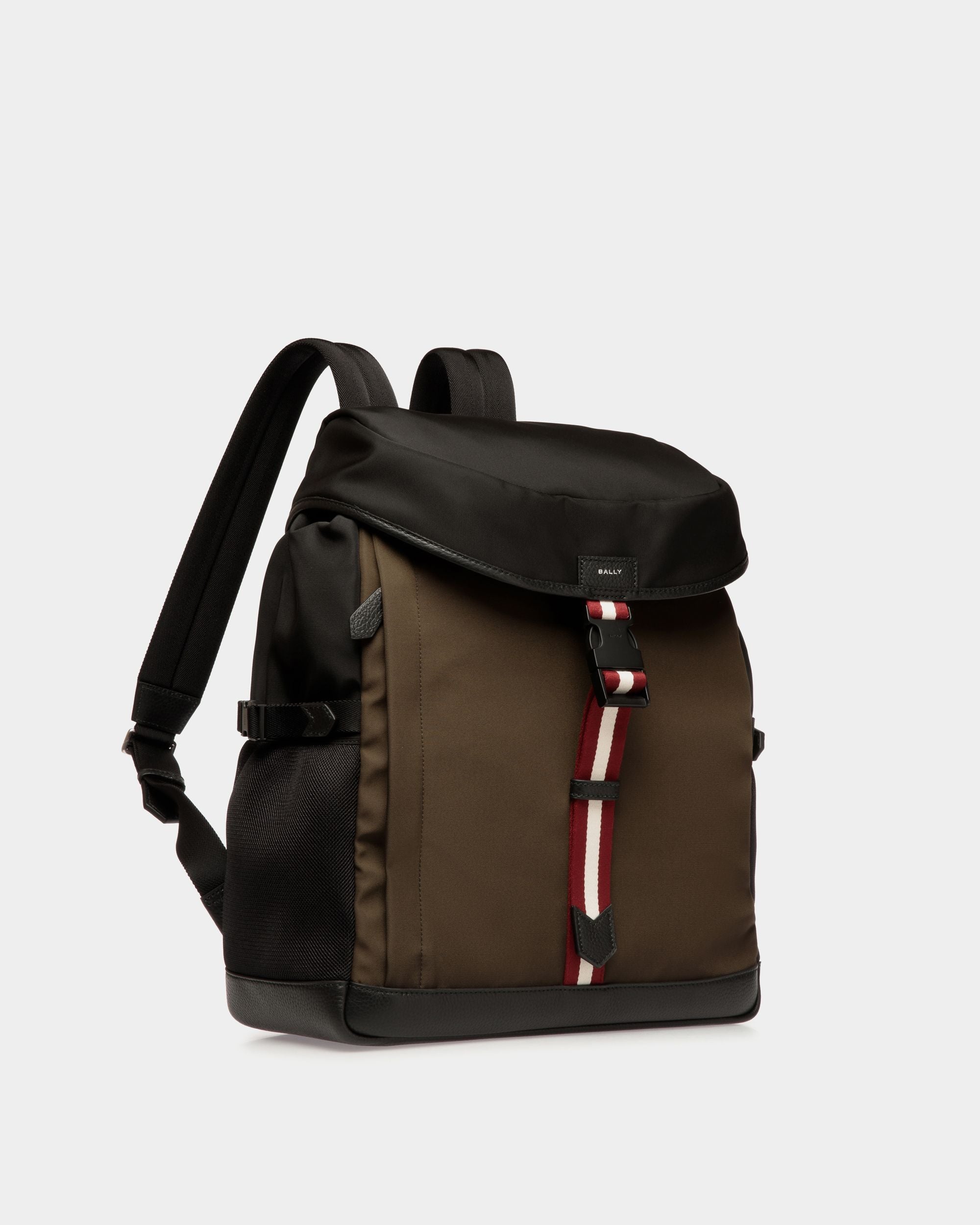 Zaino Code In Nylon Military Green E Nero - Uomo - Bally - 04