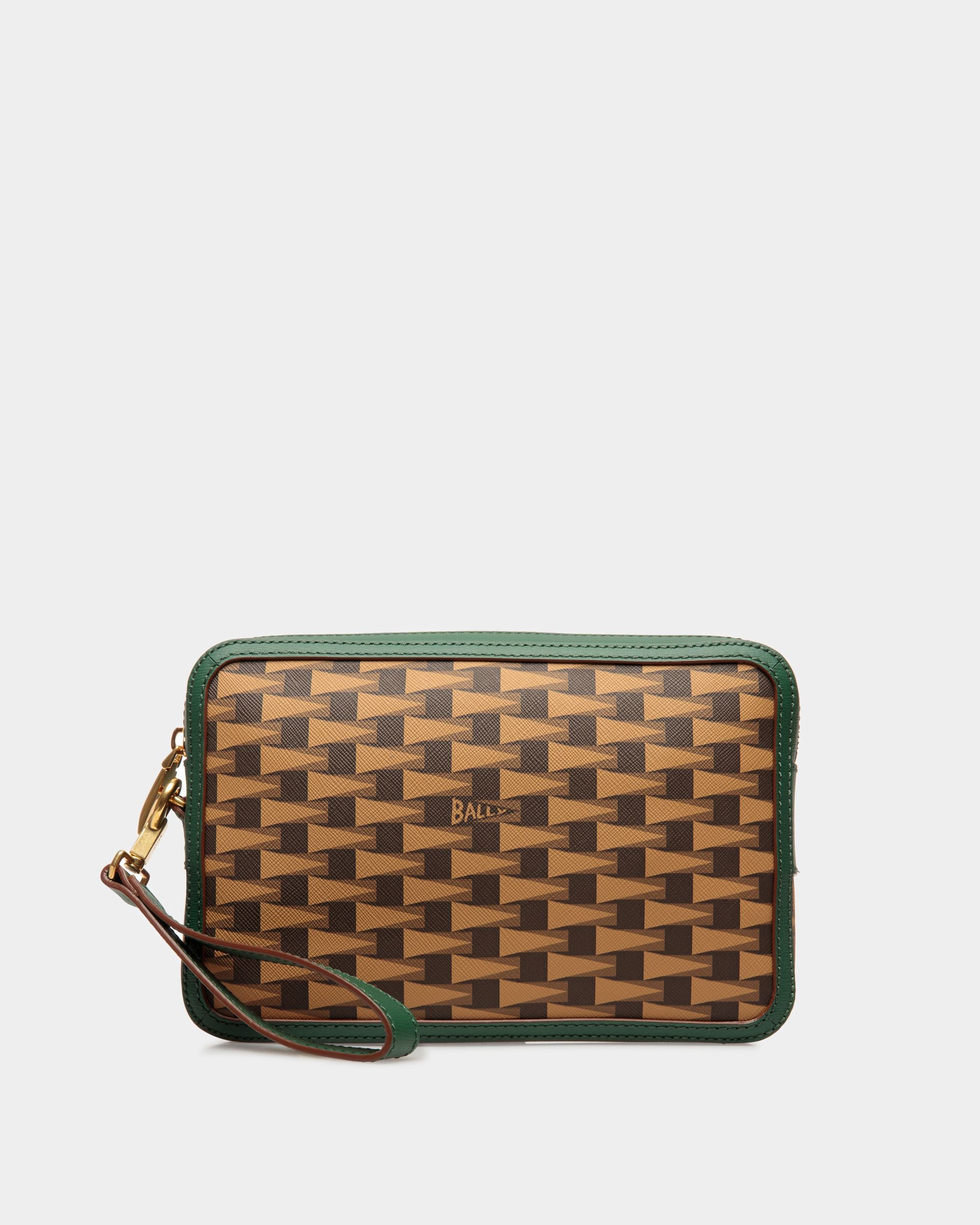 Clutch Pennant In Pelle E Tpu Ocra E Kelly Green - Uomo - Bally - 01