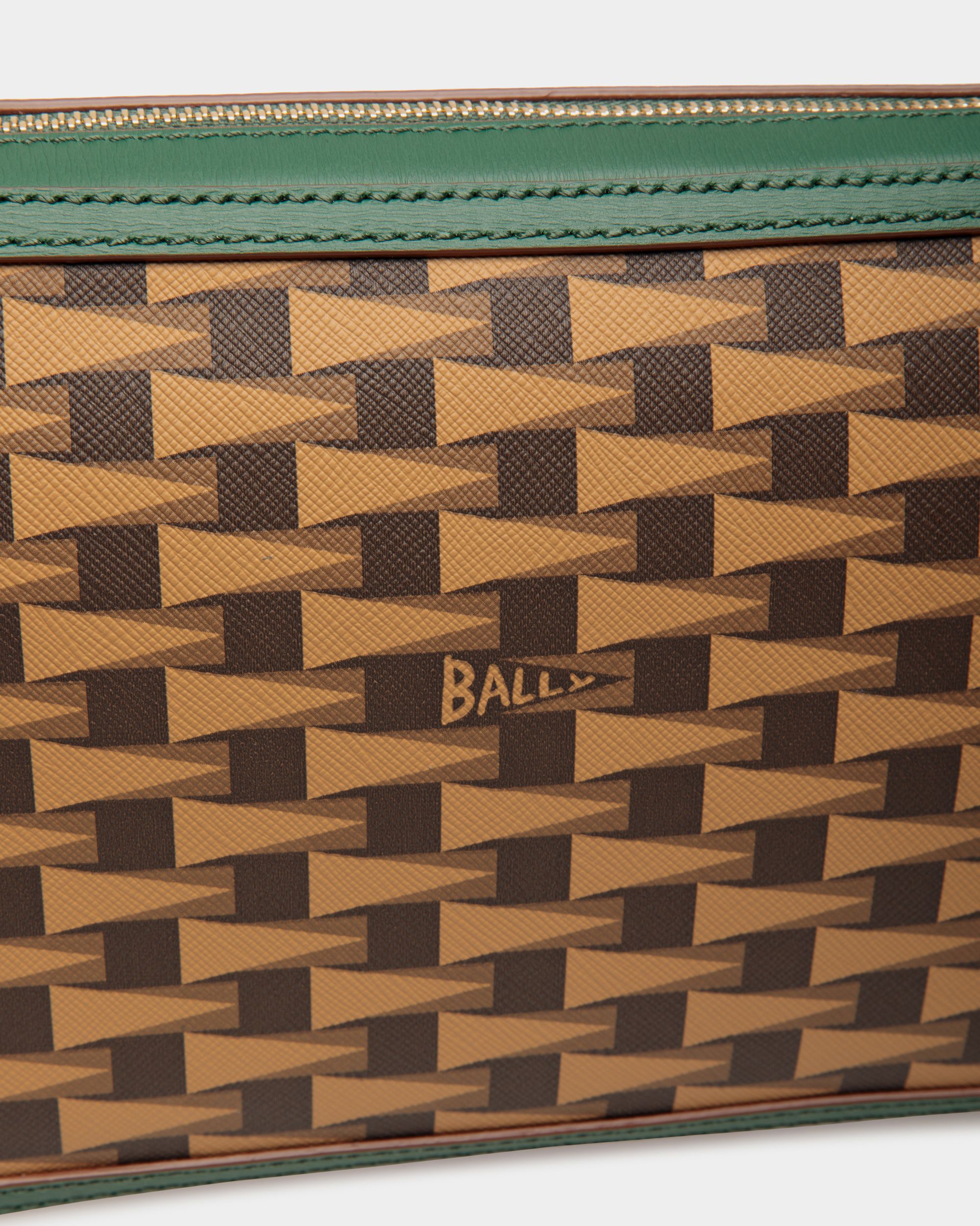 Clutch Pennant In Pelle E Tpu Ocra E Kelly Green - Uomo - Bally - 04