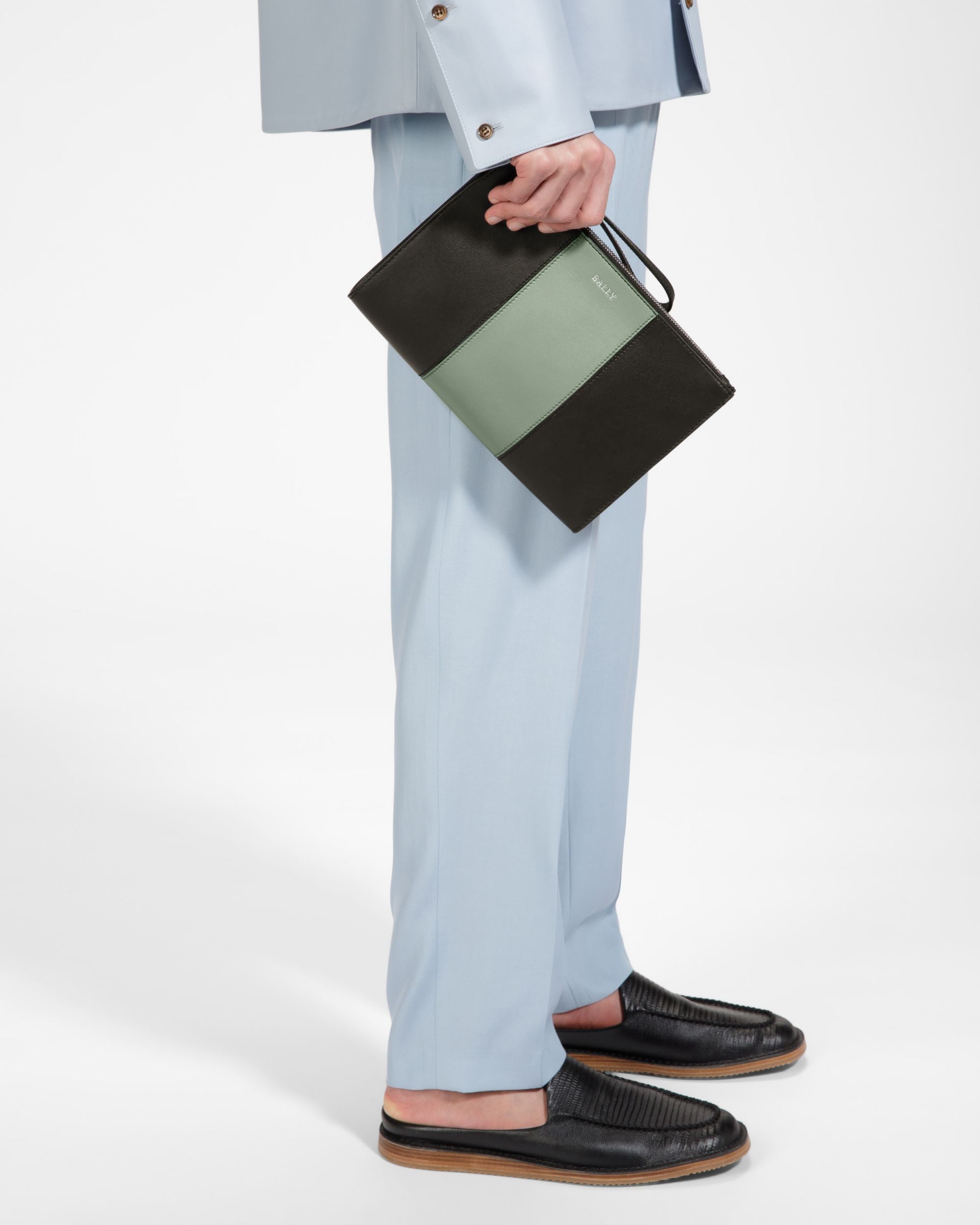 Haig Clutch In Pelle Nera E Verde - Uomo - Bally - 03