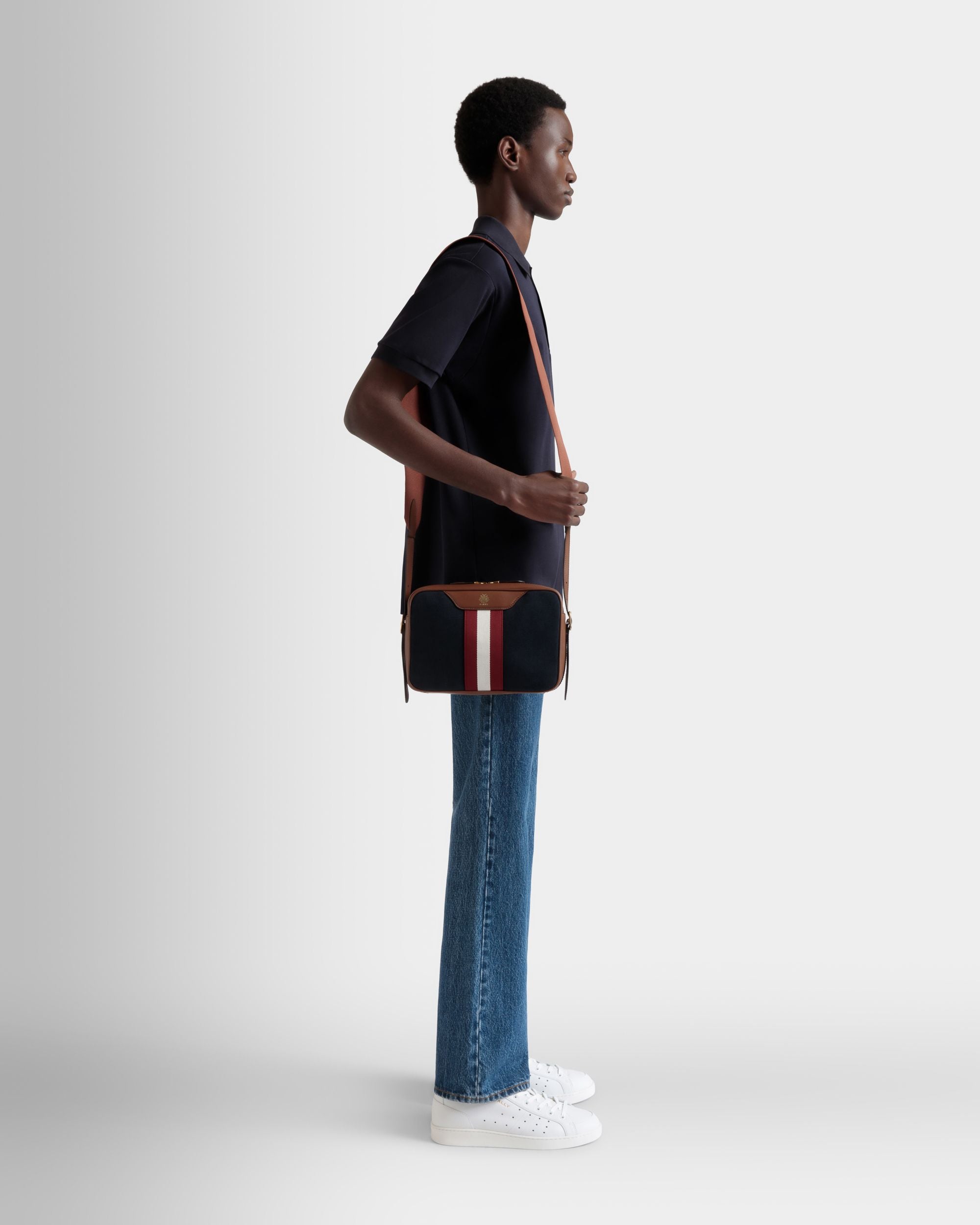 Borsa A Tracolla Beckett In Tela Di Cotone Navy Blue - Uomo - Bally - 02