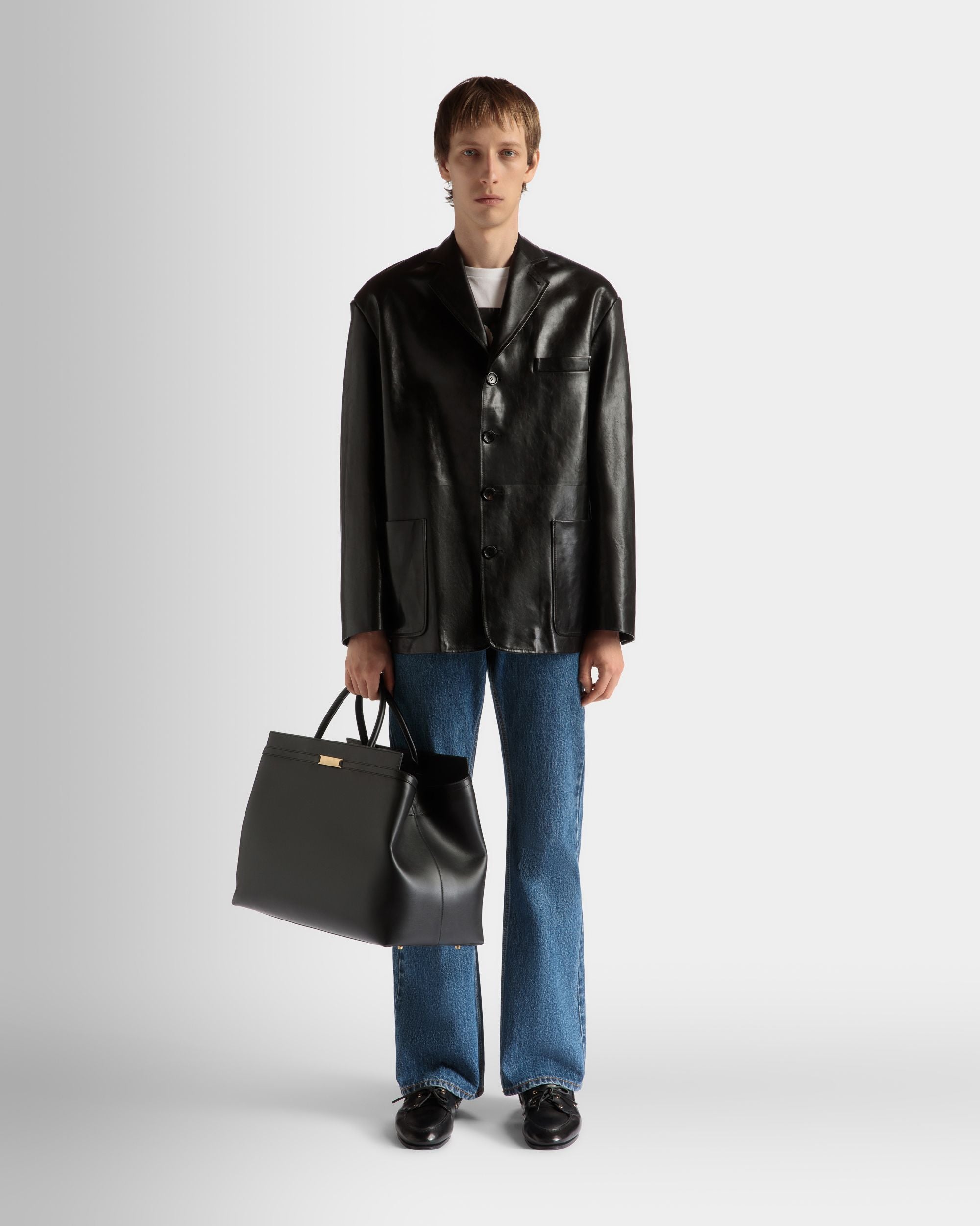 Borsa Weekender Deco In Pelle Nera - Uomo - Bally - 02