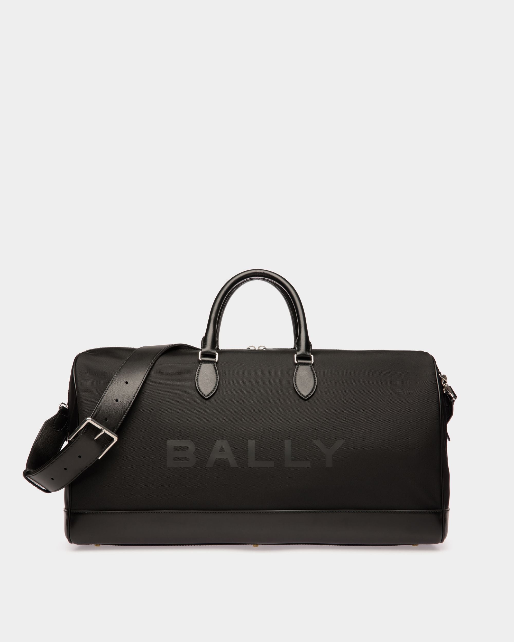 Borsa Weekender Bar In Nylon E Pelle Neri - Uomo - Bally - 01