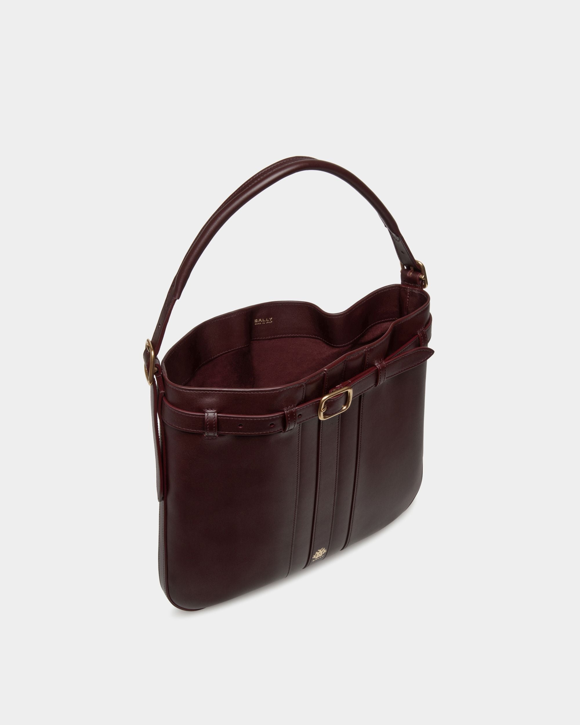 Beckett Crossbody Bag In Deep Burgundy Leather - Uomo - Bally - 05