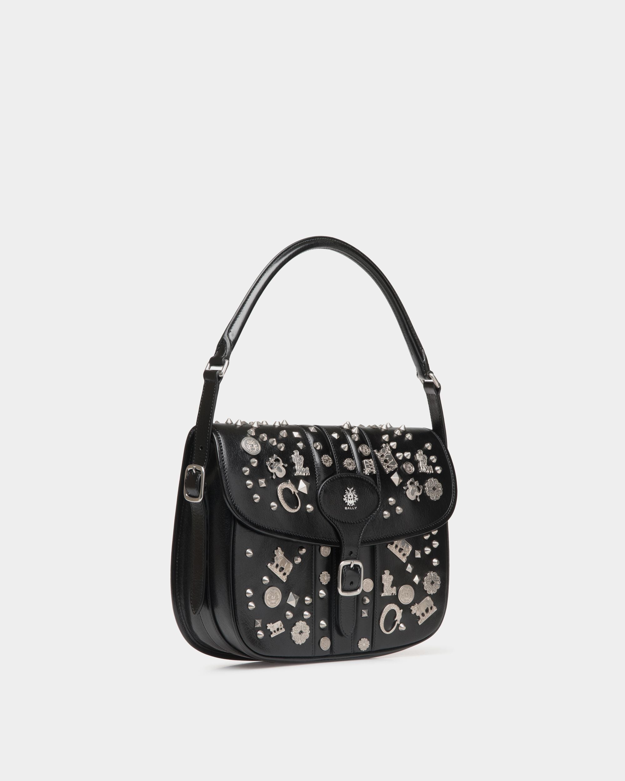 Borsa A Tracolla Beckett In Pelle Nera Con Borchie - Uomo - Bally - 04