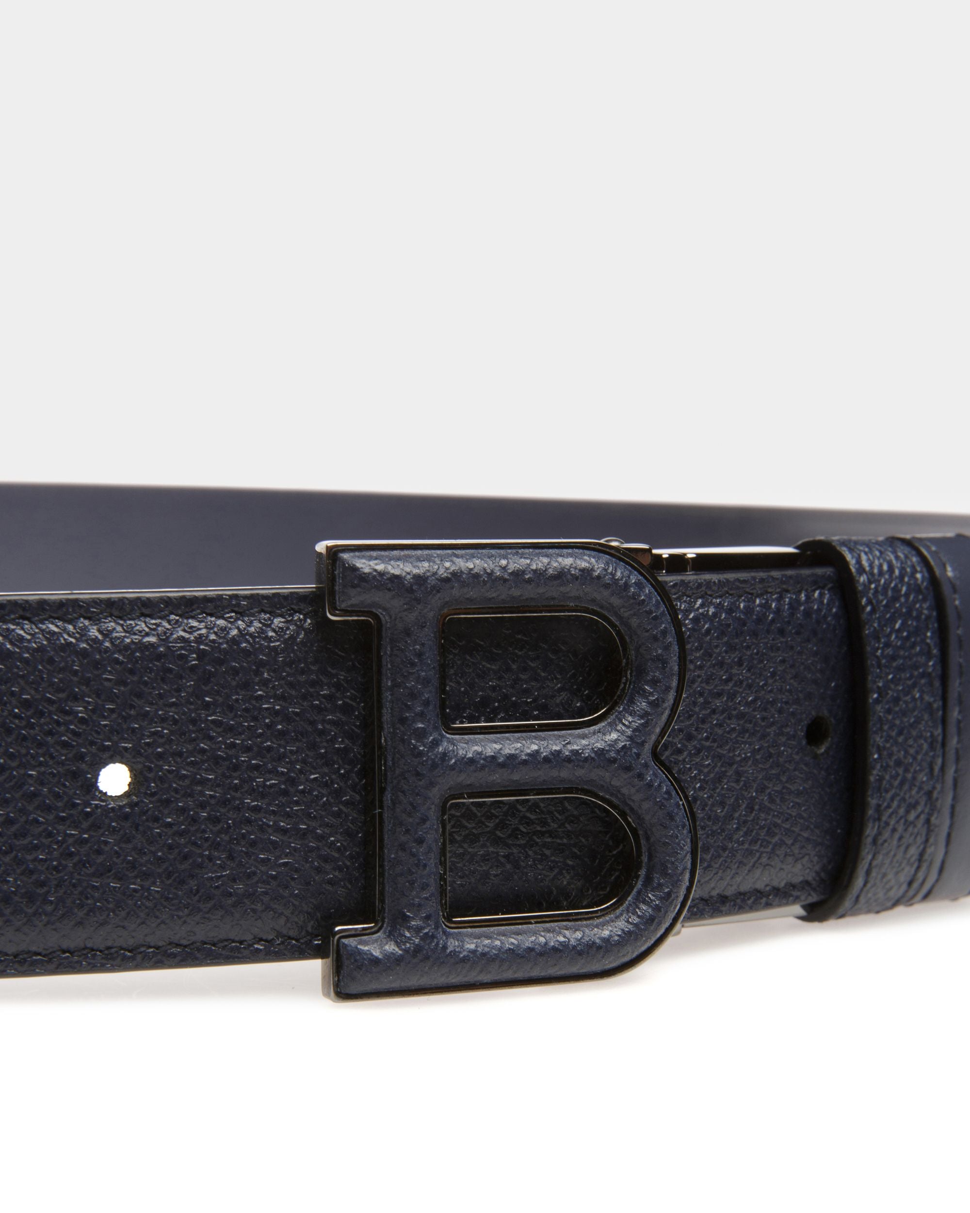 B Cintura Da 35 Mm In Pelle Blu Navy - Uomo - Bally - 03