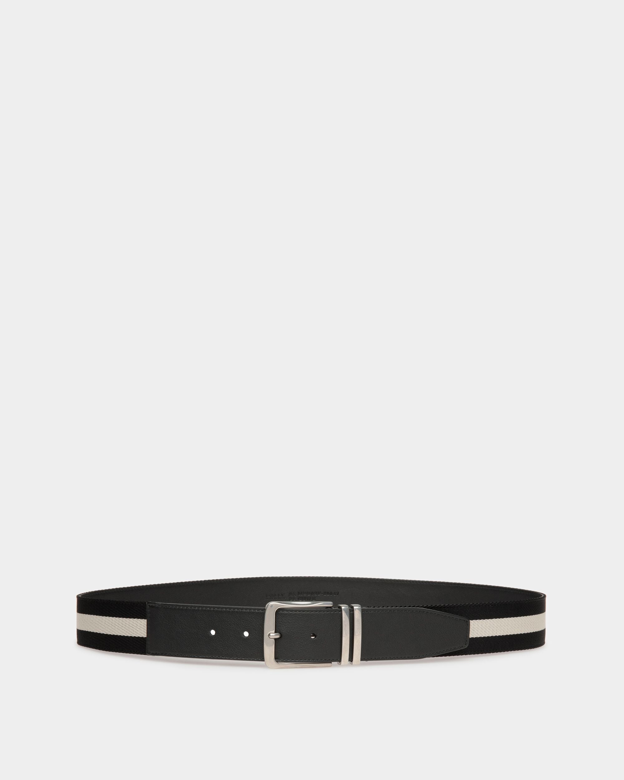 Cintura Casual Fissa Da 40 Mm In Tessuto E Pelle Neri - Uomo - Bally - 01