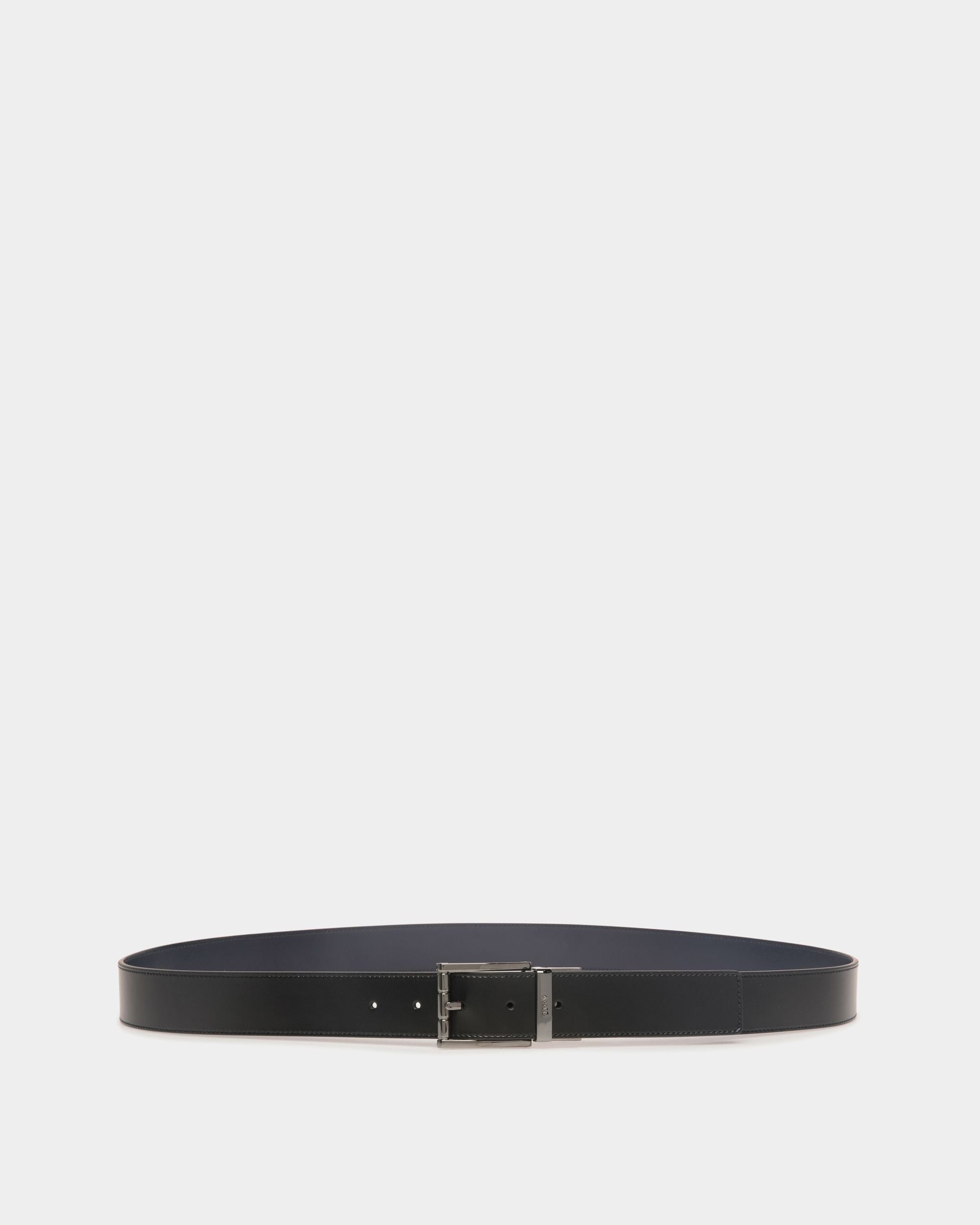 Cintura Regolabile E Reversibile Astory 35 mm In Pelle Nera E Navy Blue - Uomo - Bally - 01