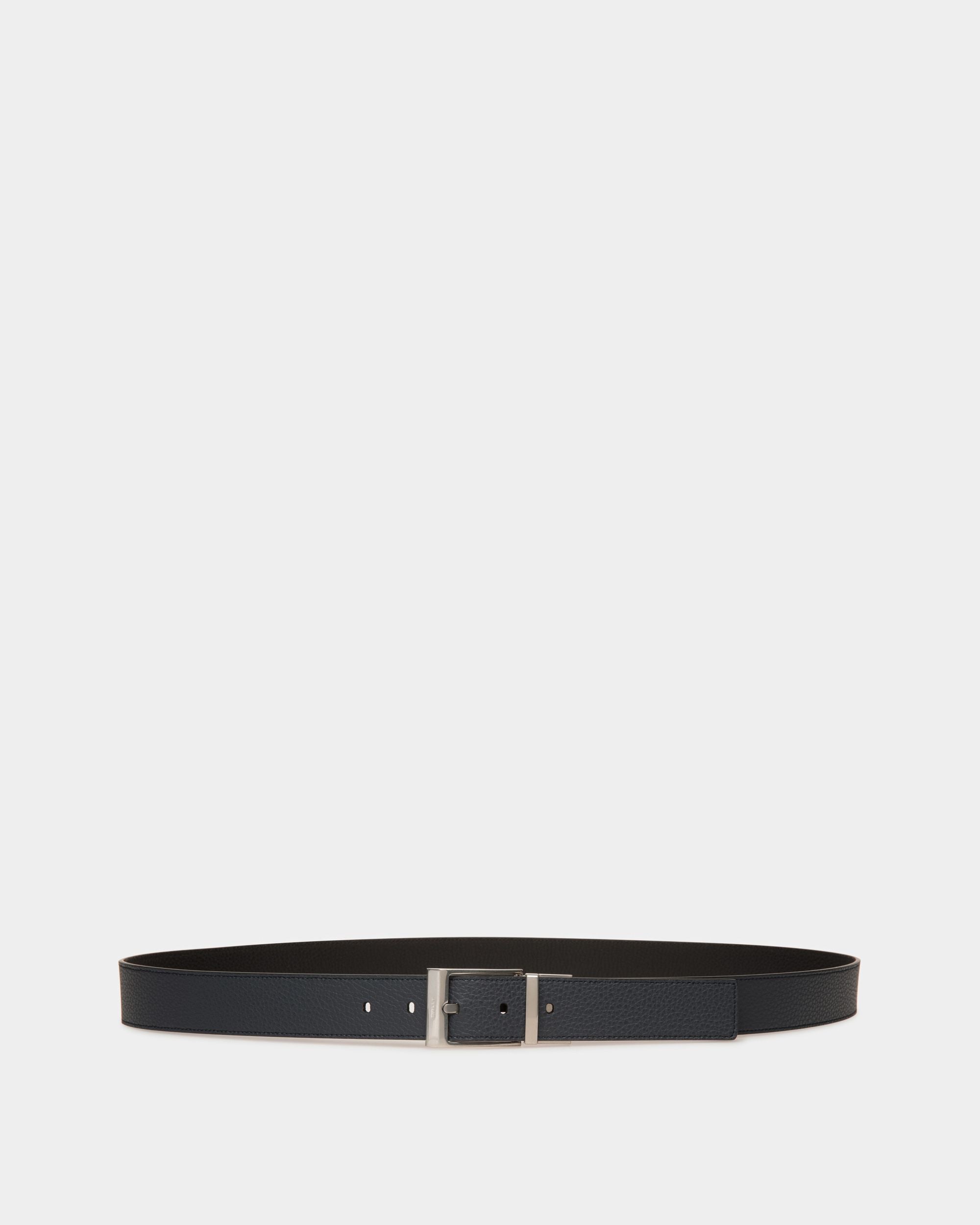 Cintura Per Abito In Pelle Blu Scuro E Nera - Uomo - Bally - 01