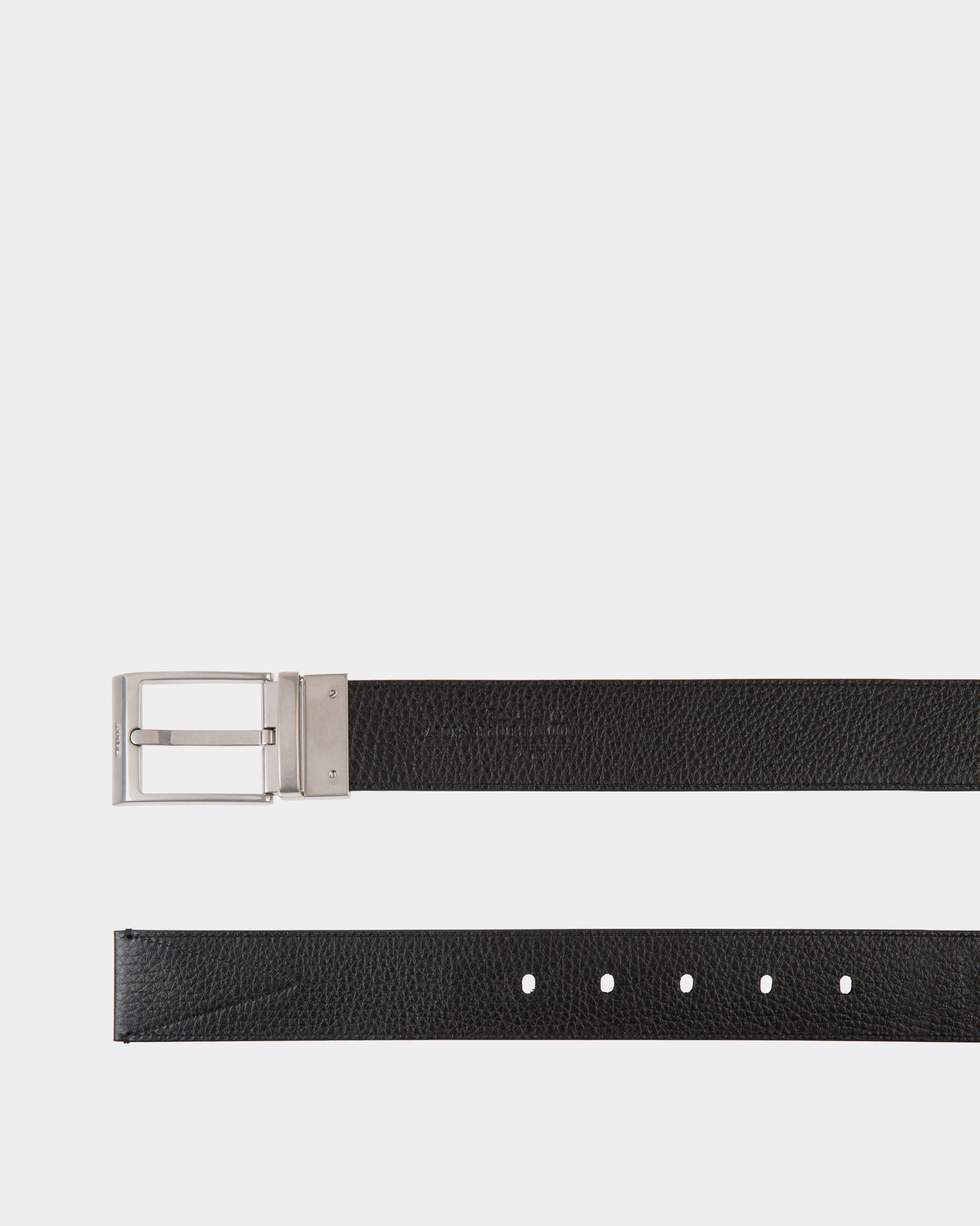 Cintura Shiffie 35 mm In Pelle E Tessuto Rosso, Bianco E Nero - Uomo - Bally - 02