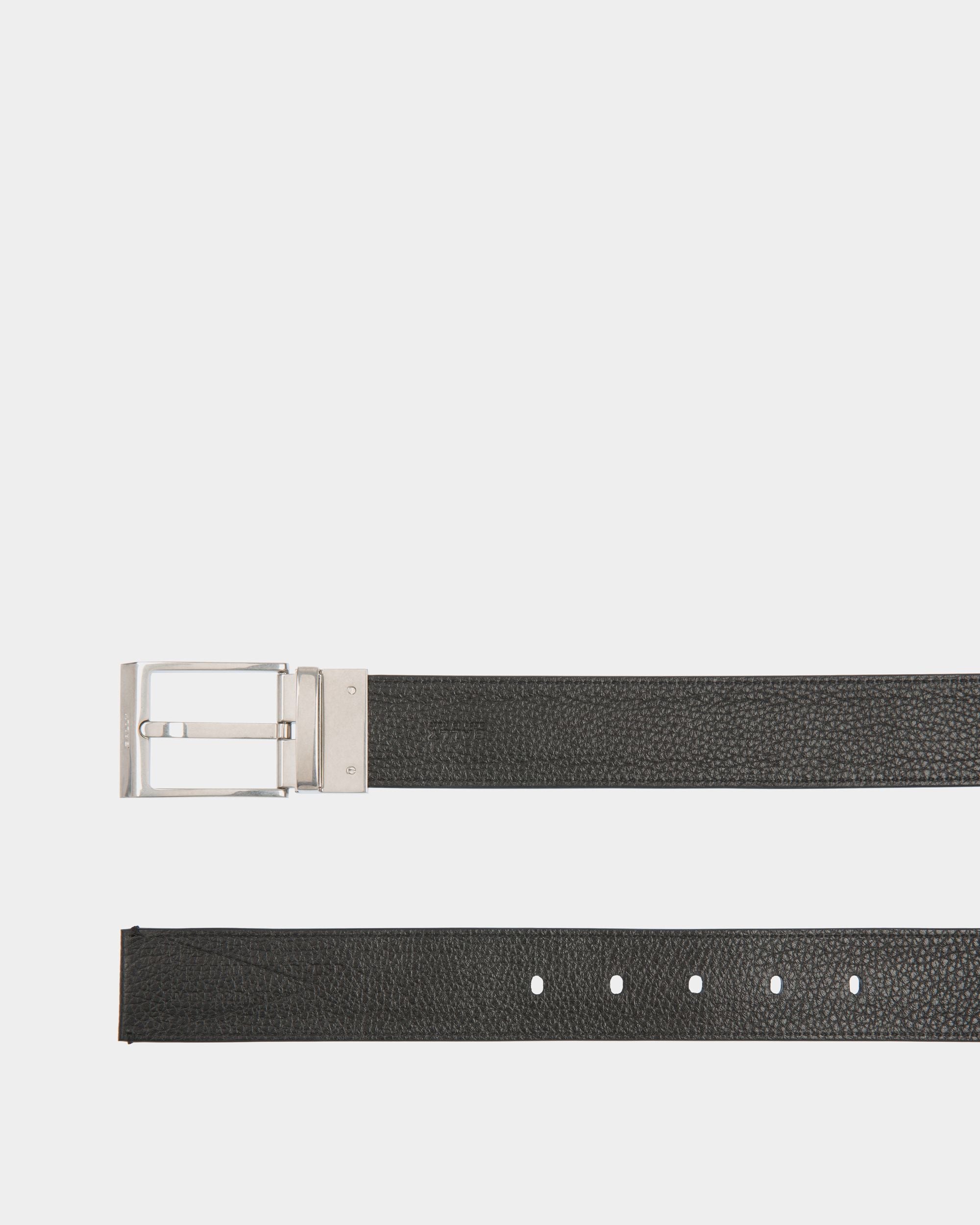 Cintura Shiffie 35 mm Reversibile In Pelle E Tessuto Bottle Green E Bianco - Uomo - Bally - 03