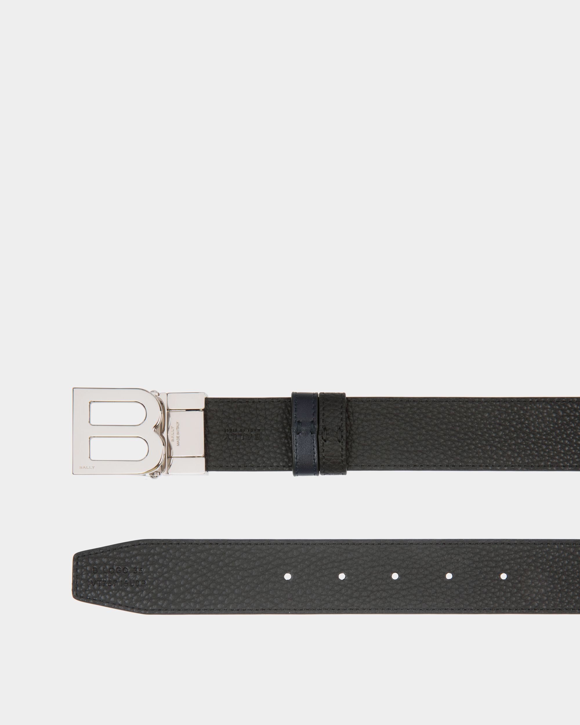 Cintura Regolabile E Reversibile B Logo 35 mm In Pelle Navy Blue E Nera - Uomo - Bally - 03