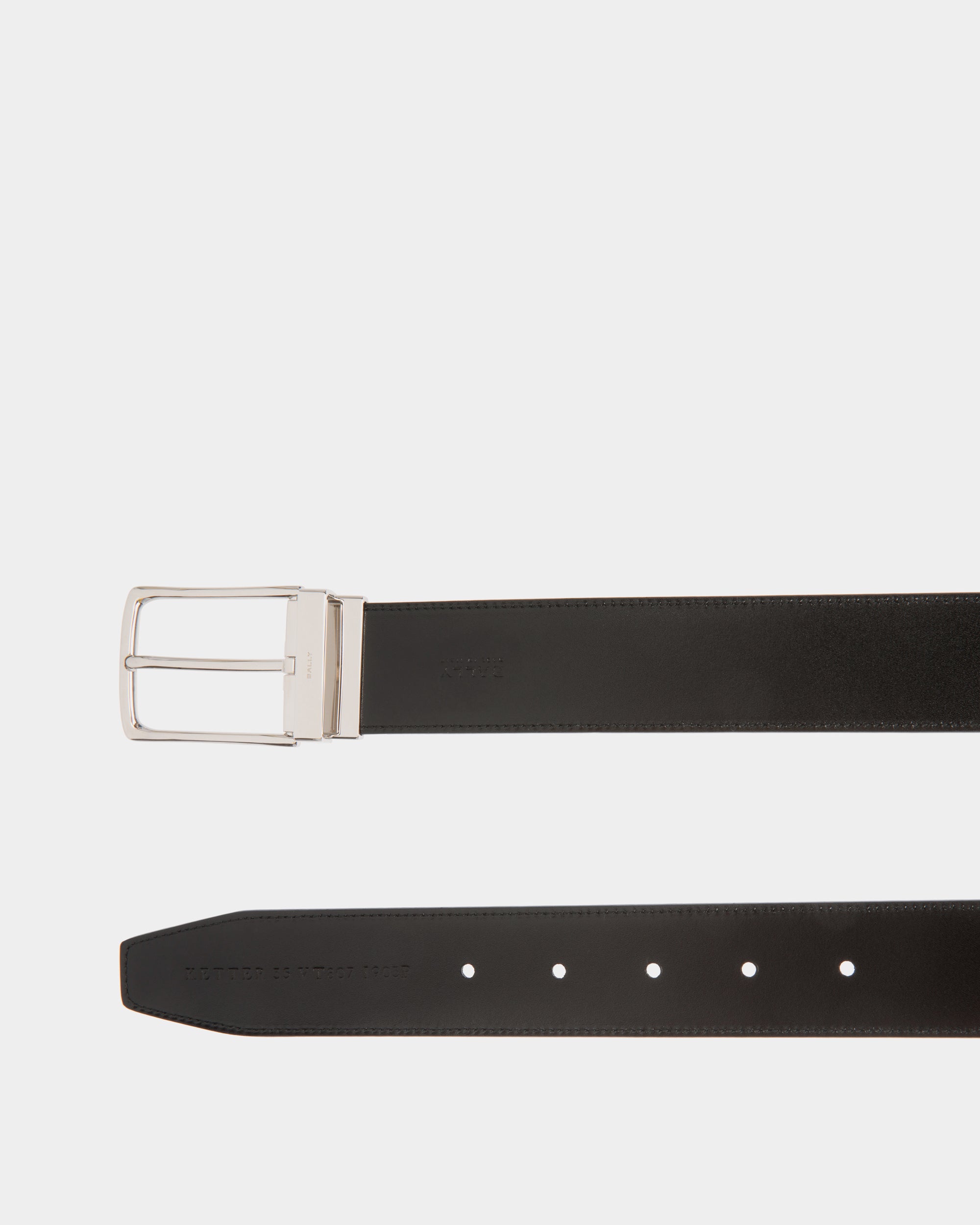 Cintura Ketter 35 mm Regolabile E Reversibile In Pelle Nera - Uomo - Bally - 03