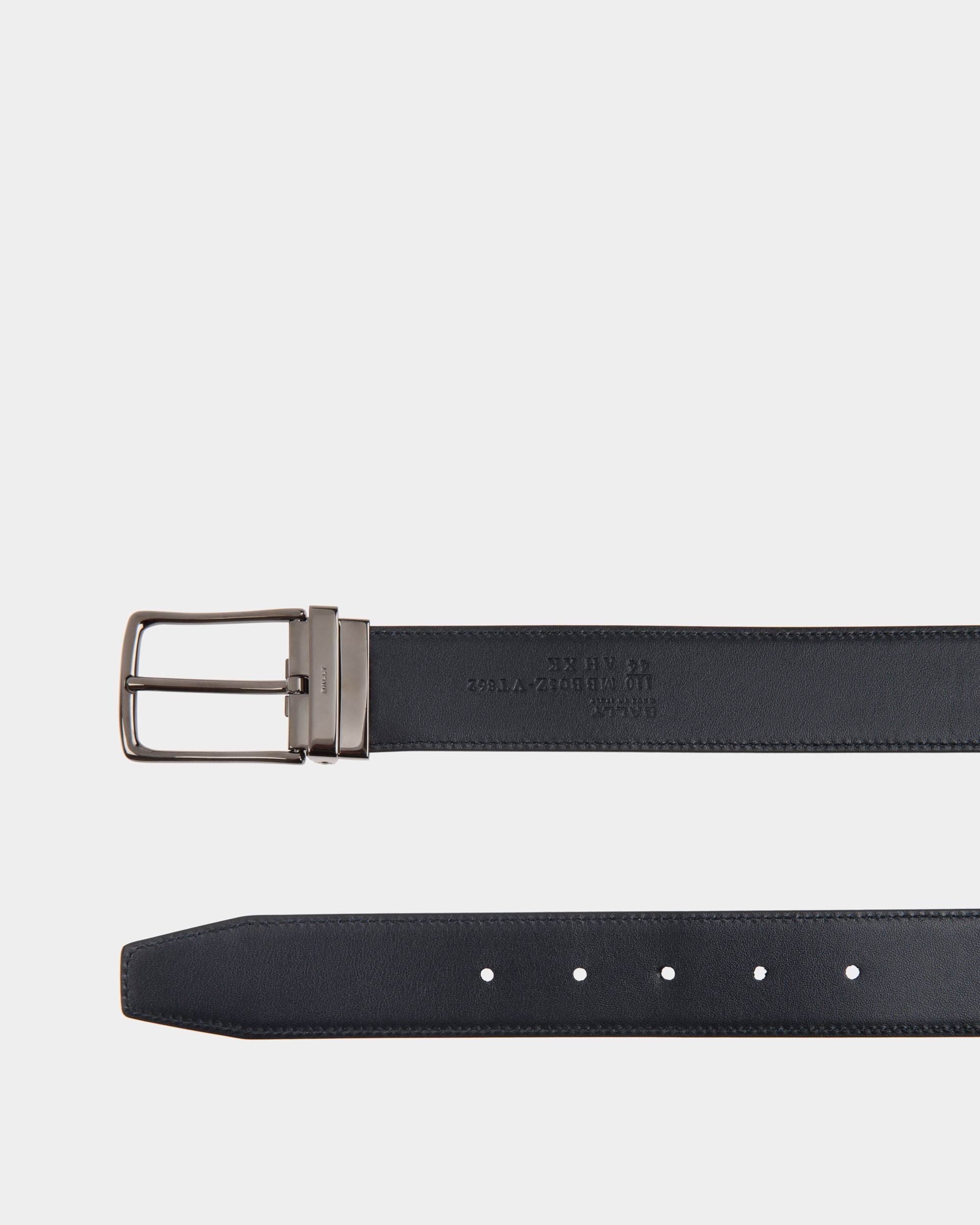 Cintura Regolabile E Reversibile Ketter 35 mm In Pelle Nera E Navy Blue - Uomo - Bally - 02