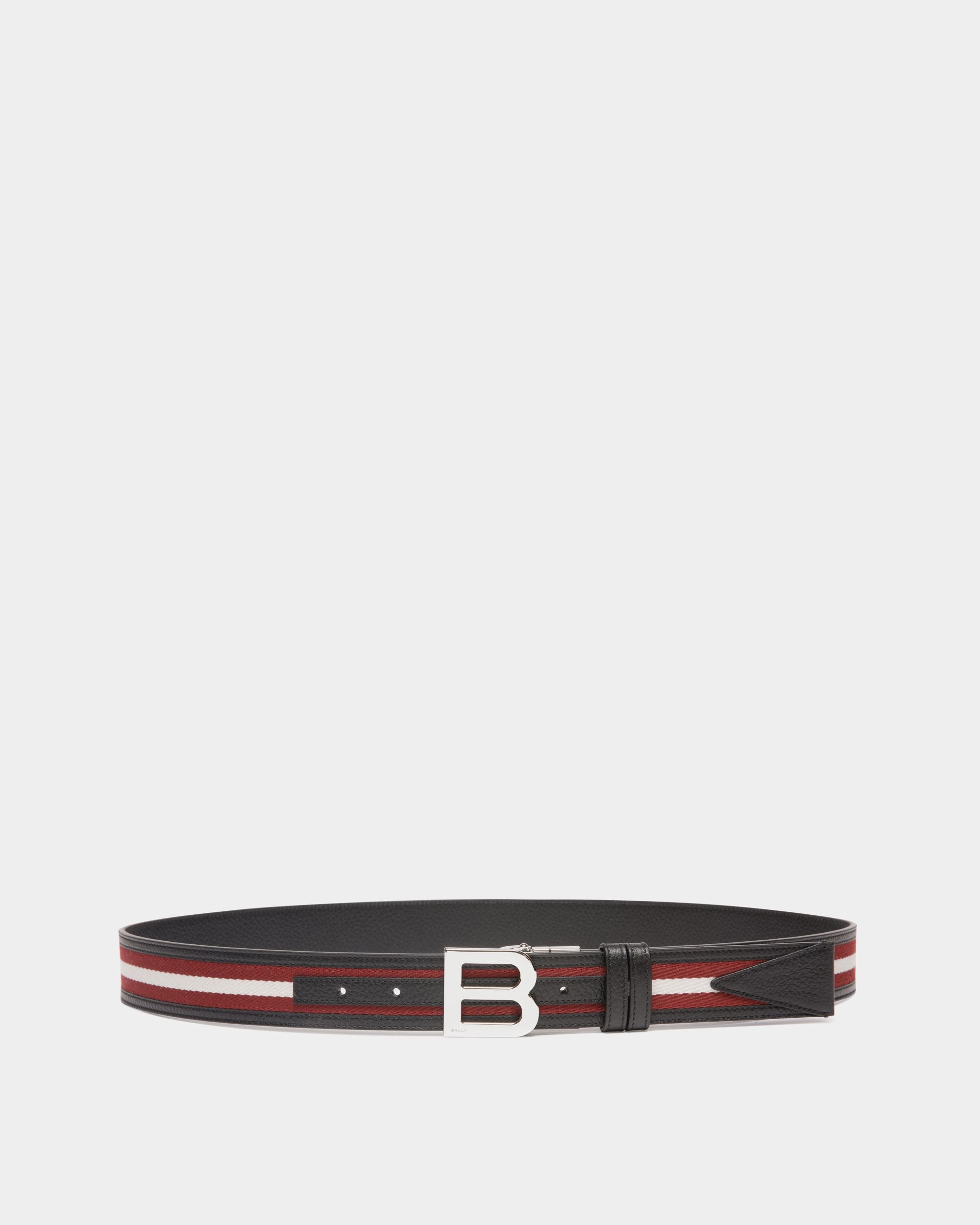 Cintura Reversibile B Logo 35 mm In Pelle E Tessuto Rosso E Bianco - Uomo - Bally - 01