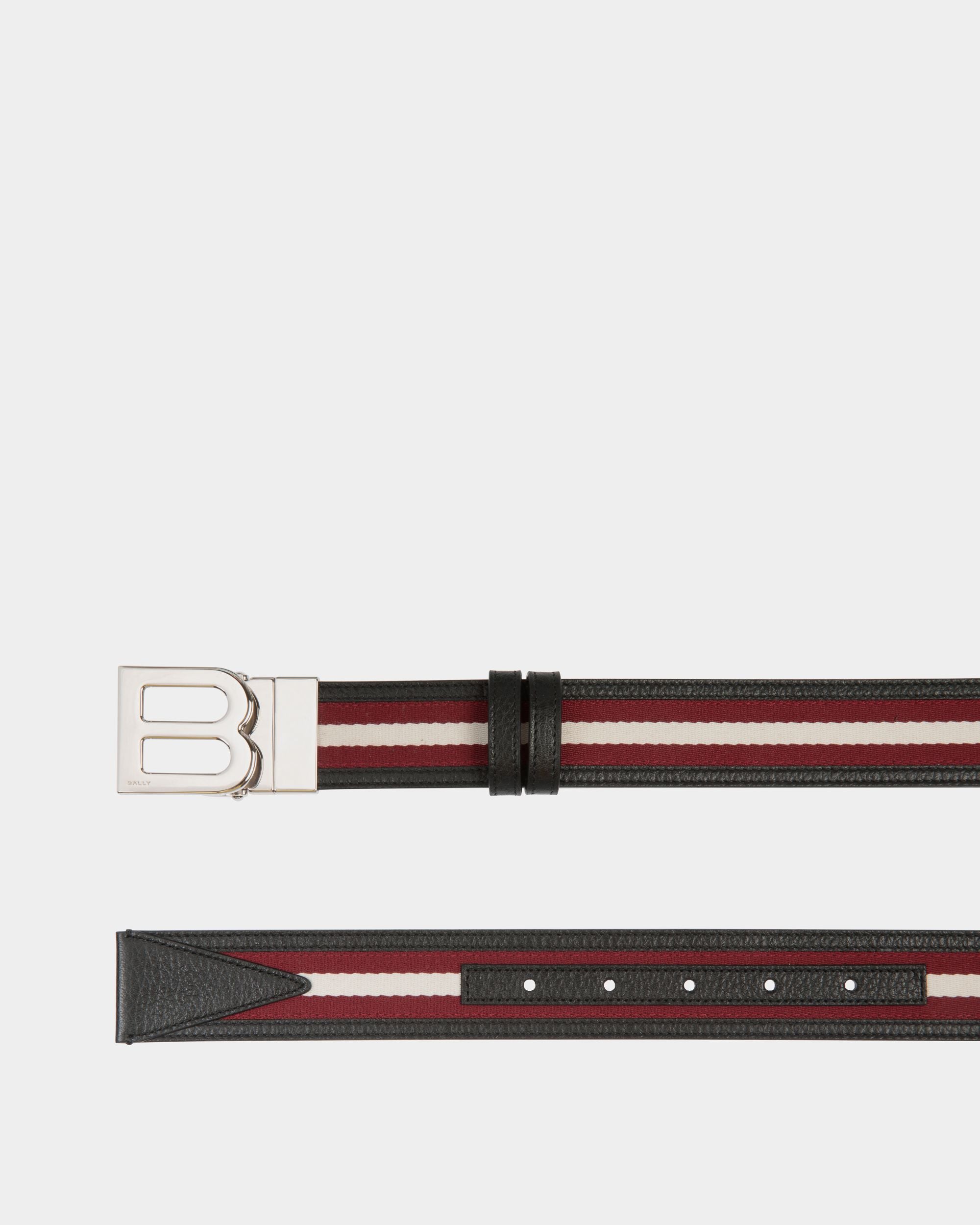 Cintura Reversibile B Logo 35 mm In Pelle E Tessuto Rosso E Bianco - Uomo - Bally - 03