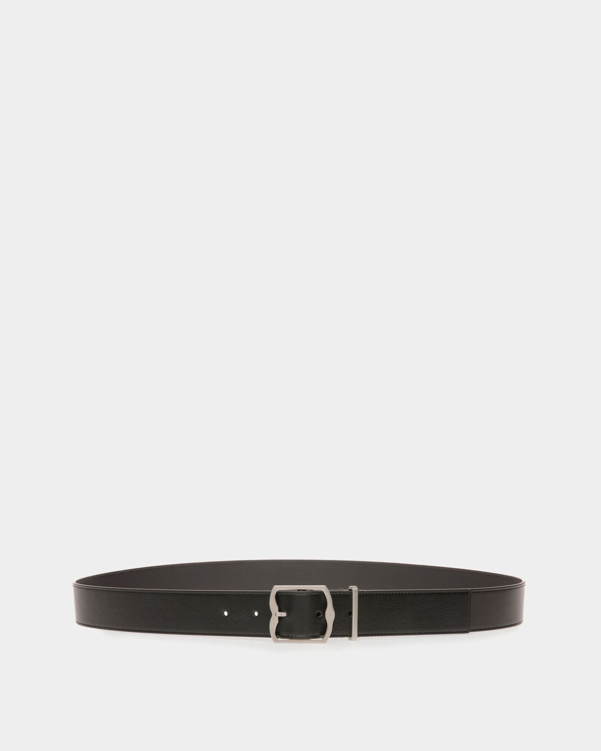 Cintura Fissa Da Abito Da 35 Mm Emblem In Pelle Nera - Uomo - Bally - 01