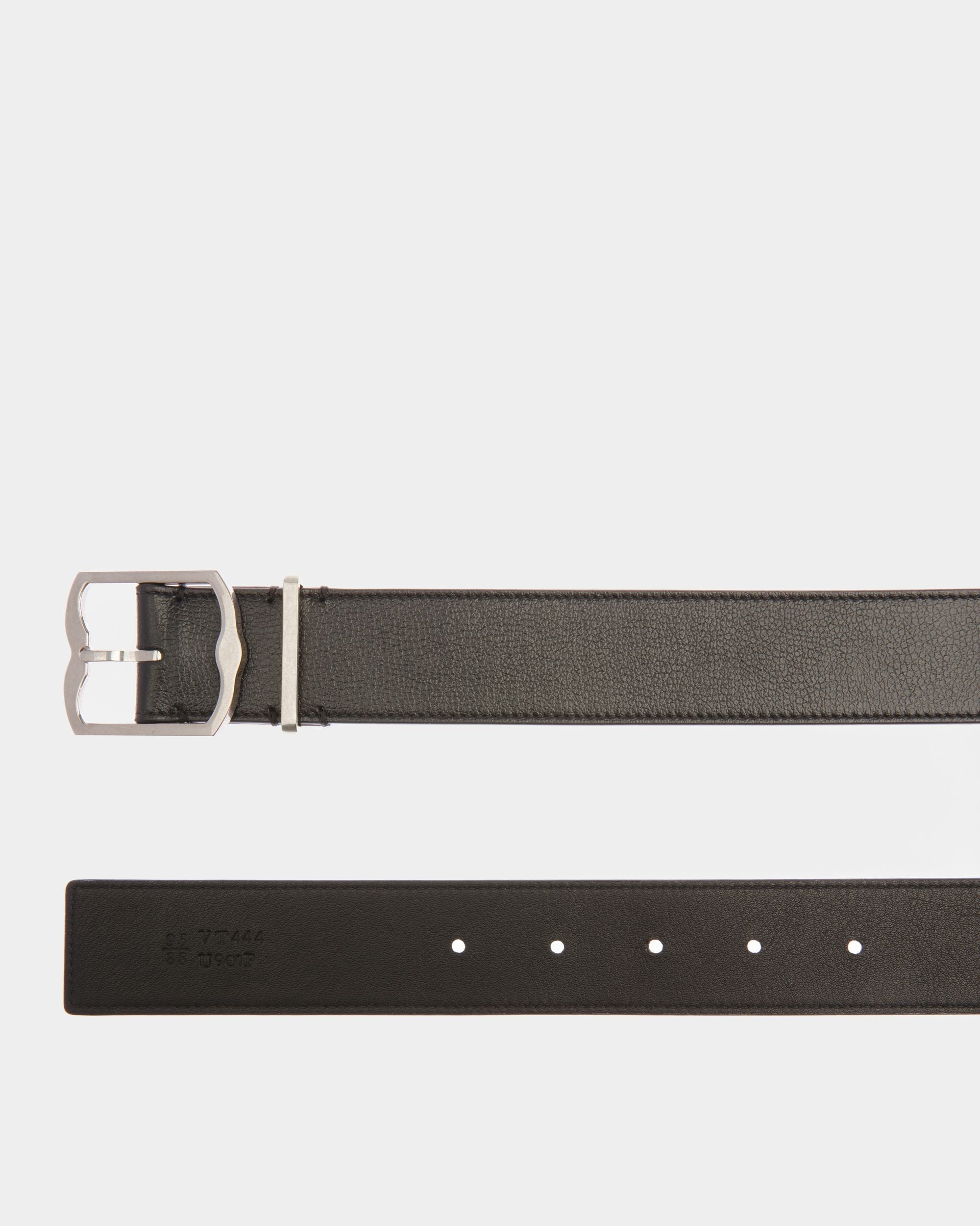 Cintura Fissa Da Abito Da 35 Mm Emblem In Pelle Nera - Uomo - Bally - 02