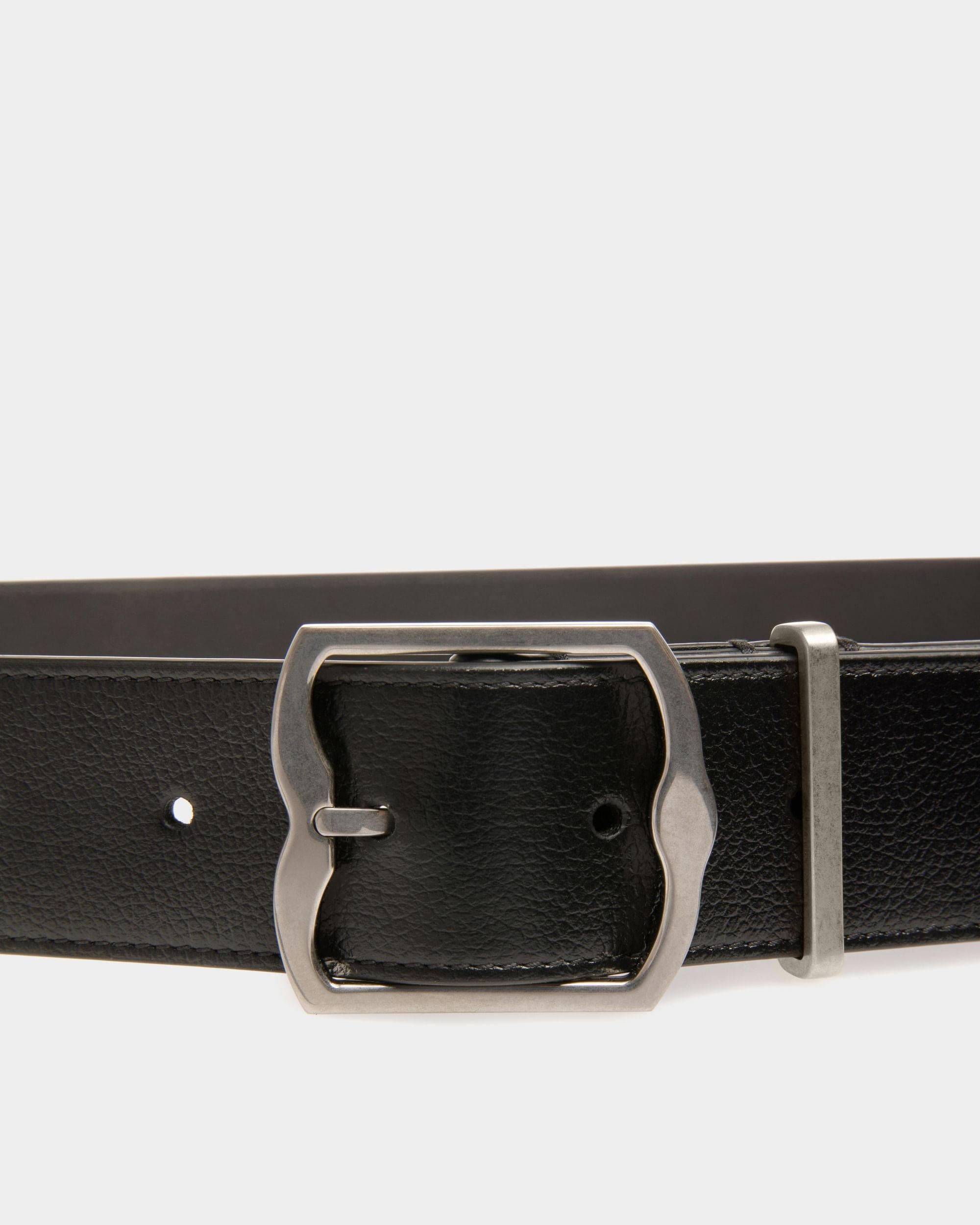 Cintura Fissa Da Abito Da 35 Mm Emblem In Pelle Nera - Uomo - Bally - 03