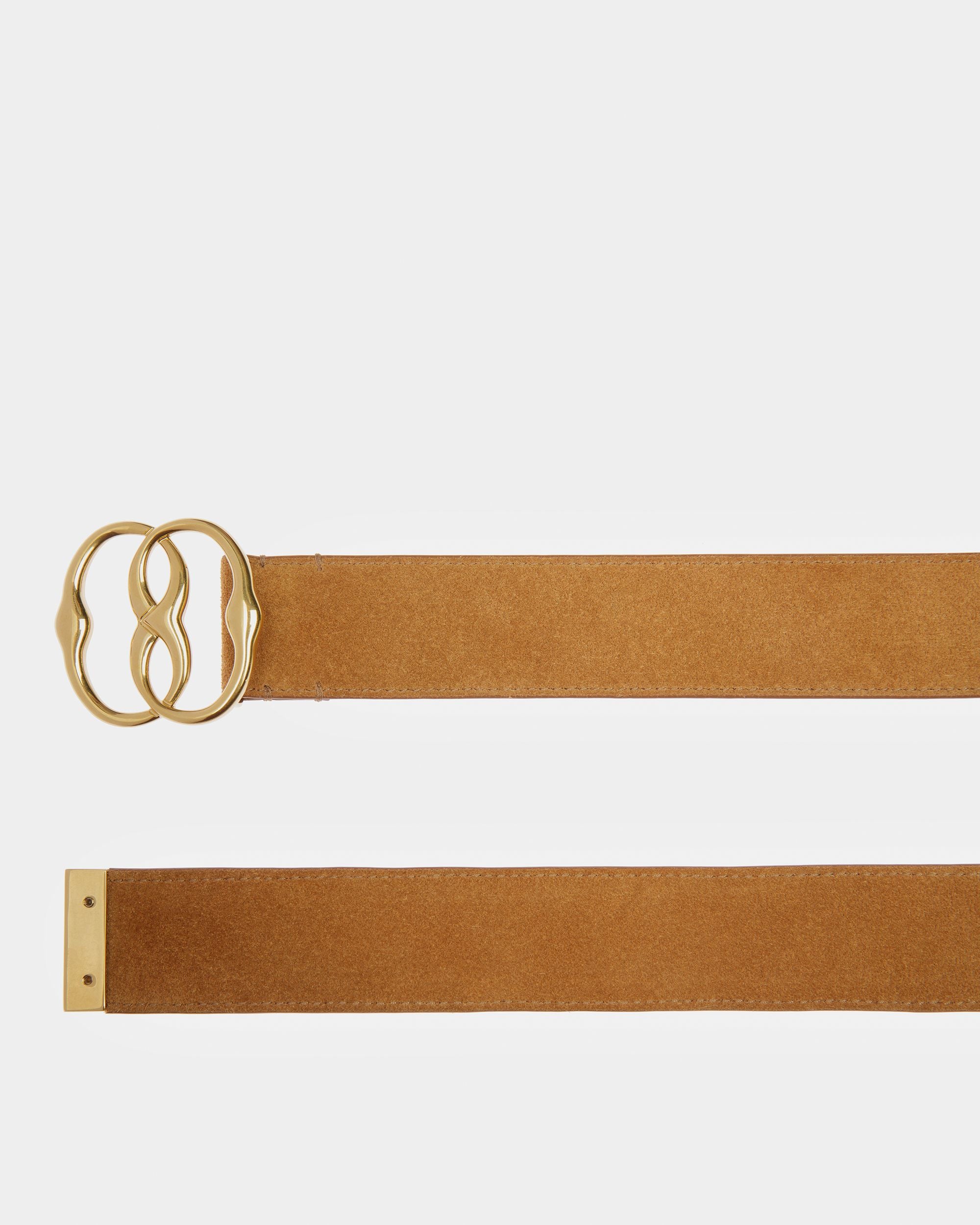 Cintura Emblem 35 mm In Pelle Scamosciata Beige - Uomo - Bally - 02