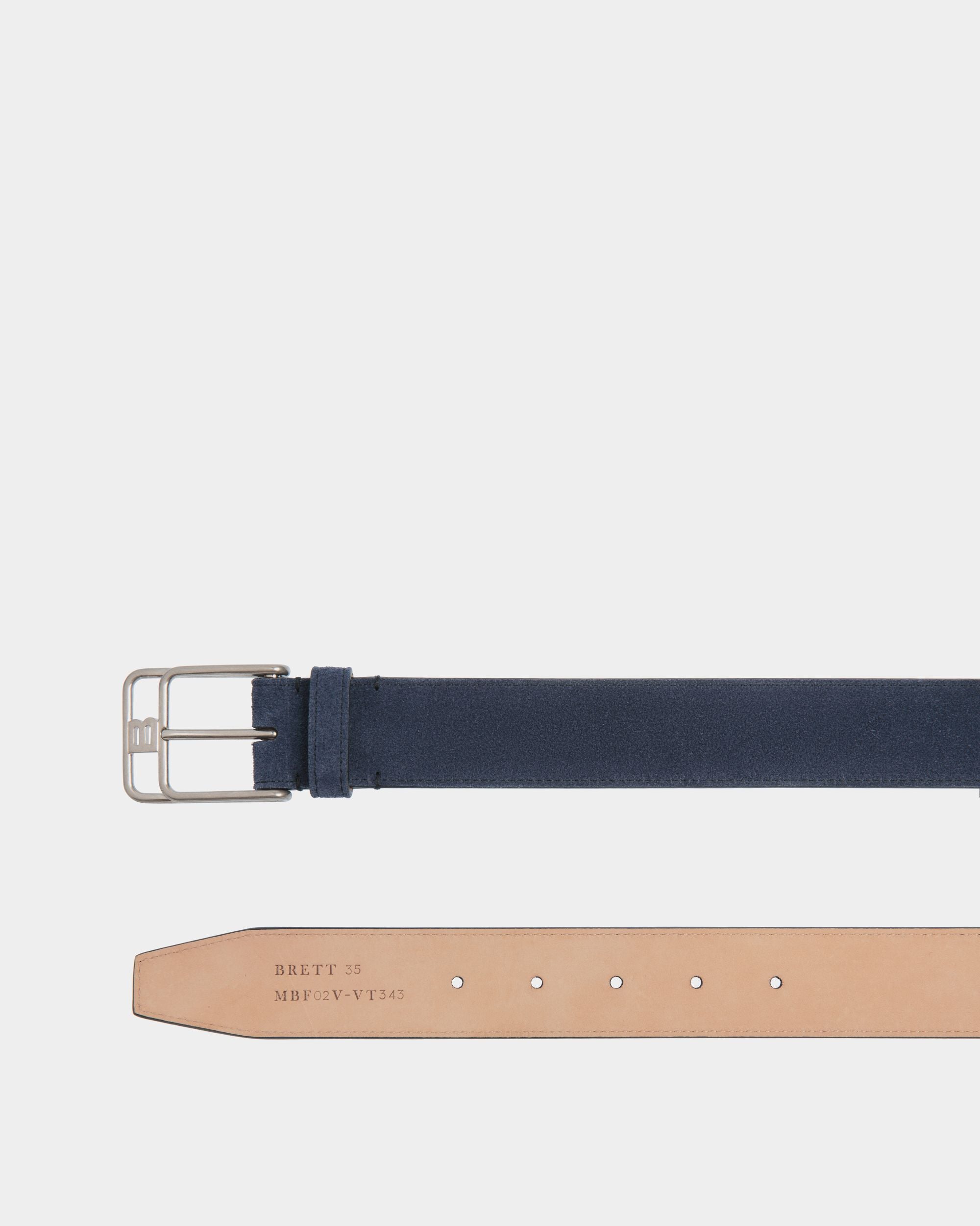 Cintura Brett 35 mm In Pelle Scamosciata Navy Blue - Uomo - Bally - 02