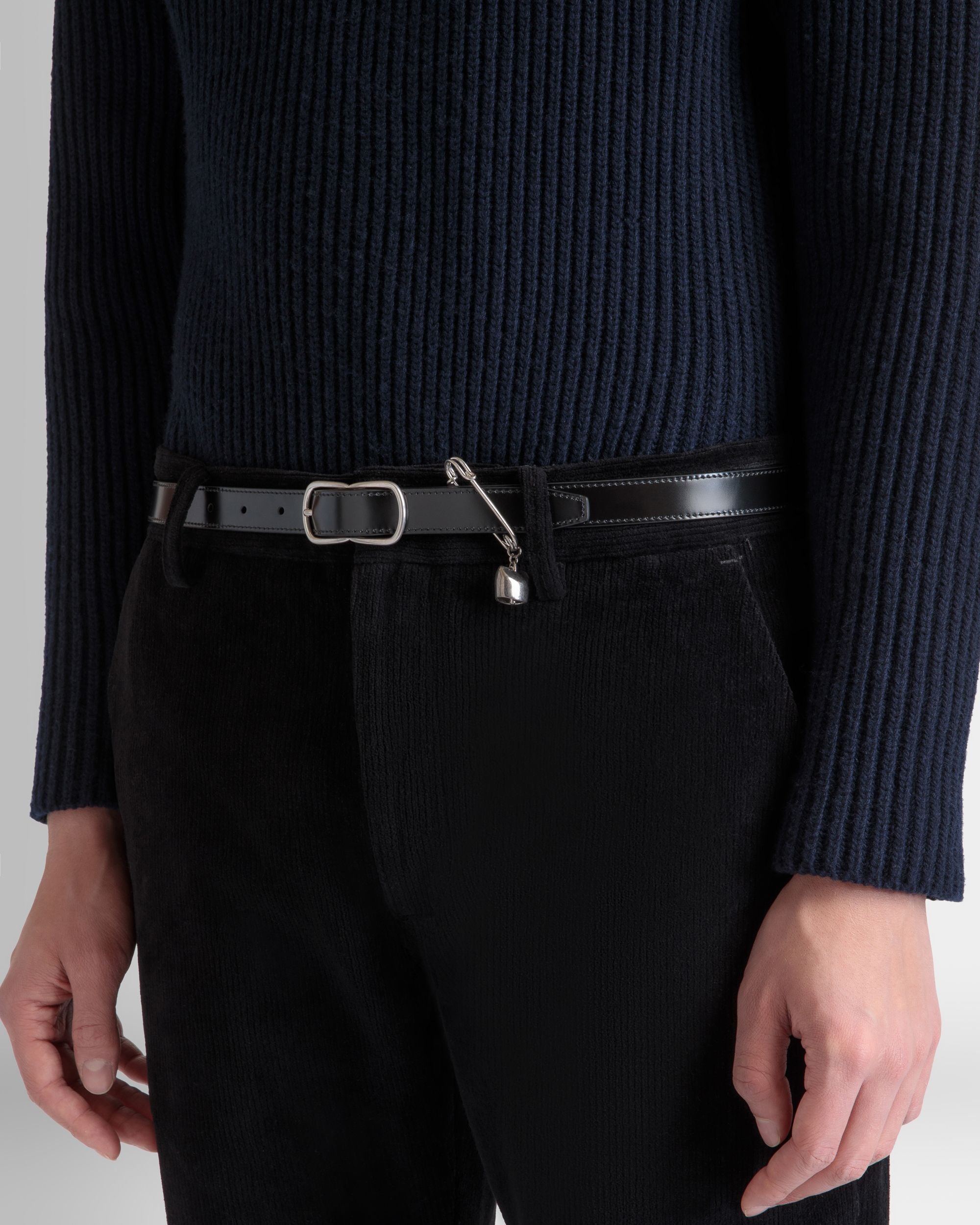 Cintura Loto Pin 20 mm In Pelle Nera - Uomo - Bally - 04