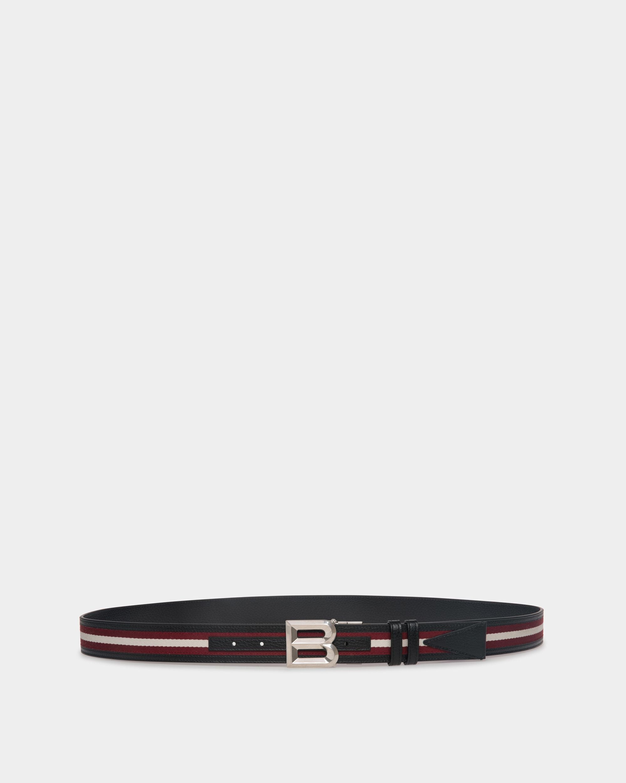 Cintura B Bold 35 mm Reversibile In Tessuto Bianco E Rosso E Pelle - Uomo - Bally - 01