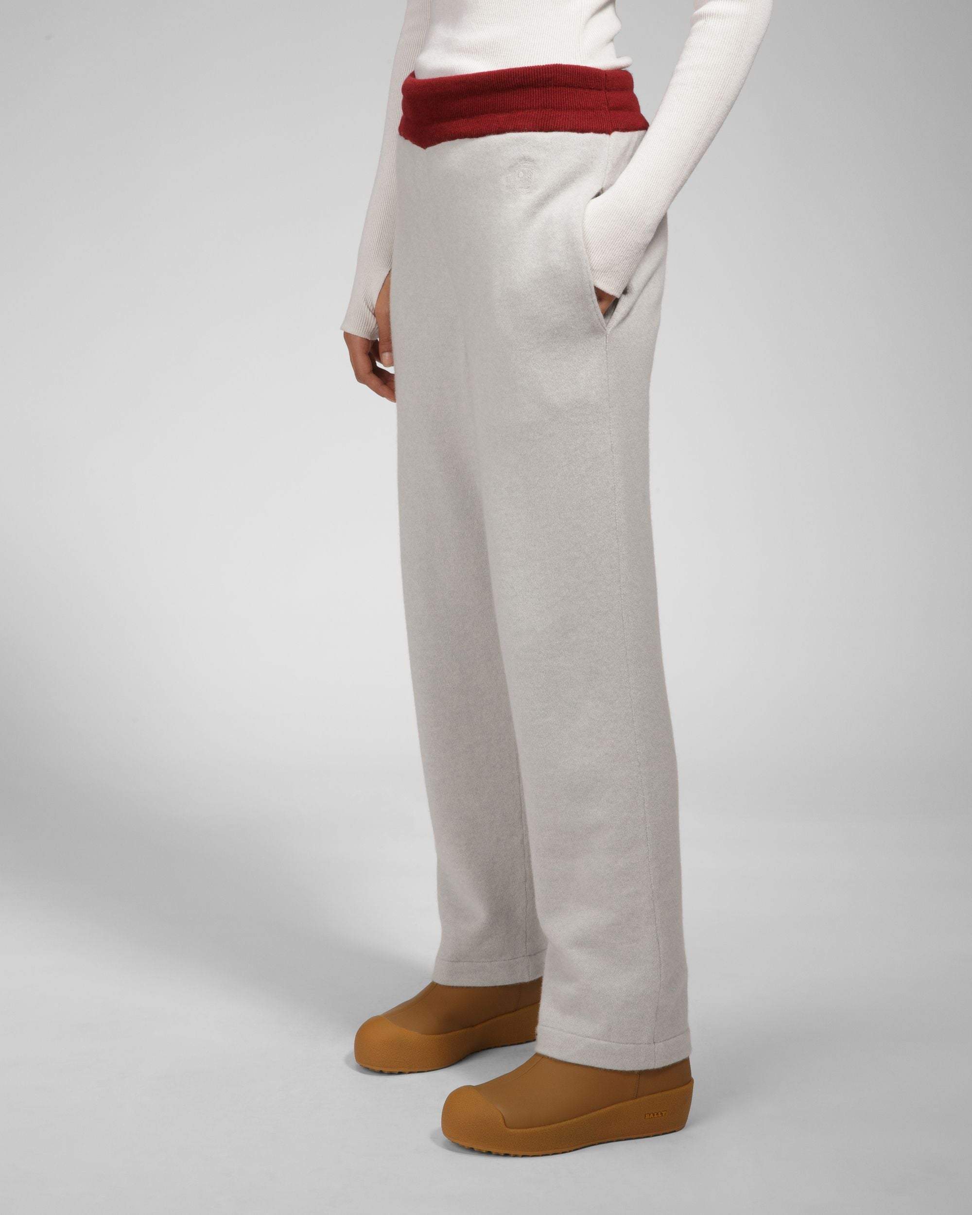 Pantalone Curling Collection In Cashmere Grigio Chiaro E Rosso - Uomo - Bally - 03