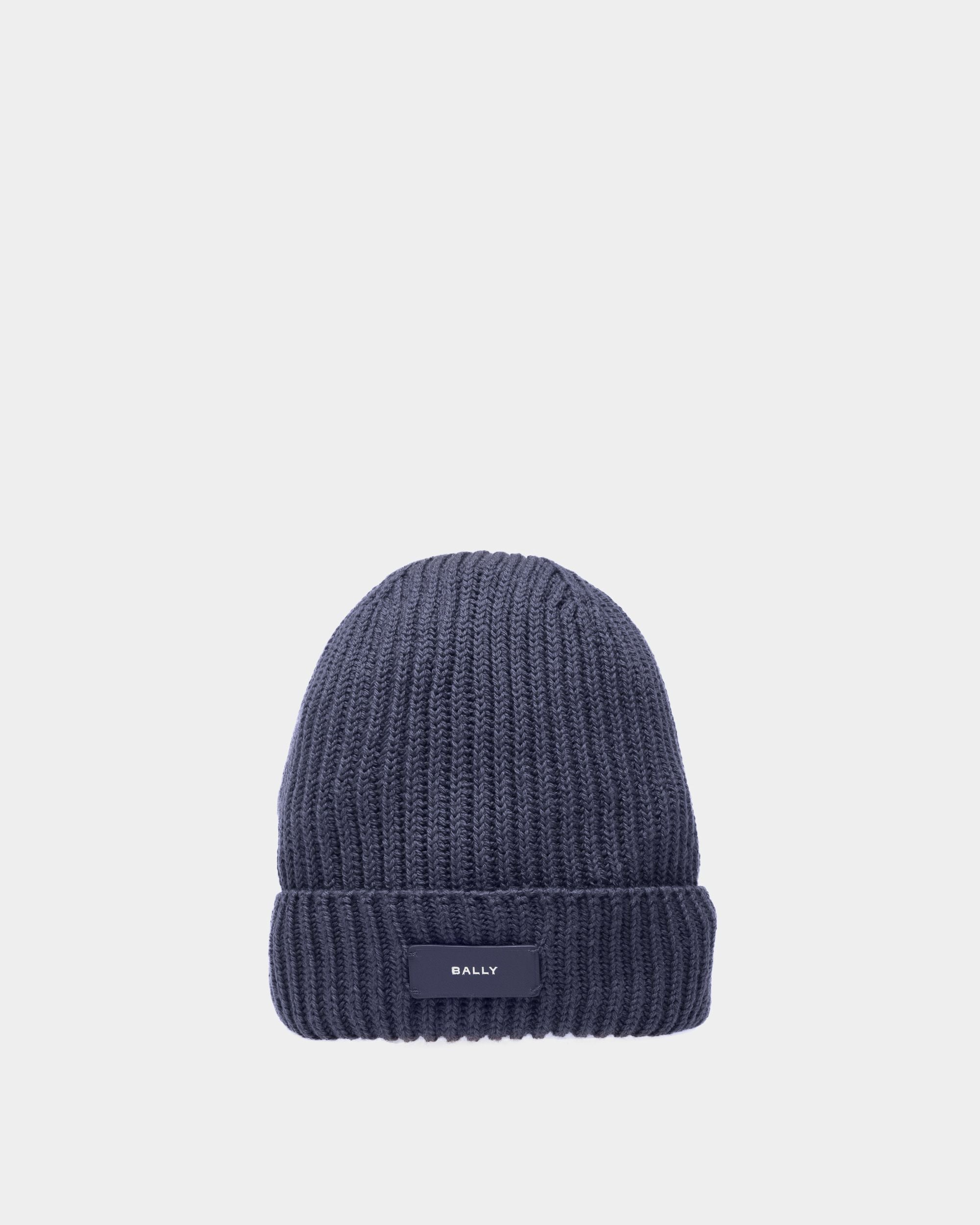 Cappello A Cuffia A Costine In Lana Blu Scuro - Uomo - Bally - 01