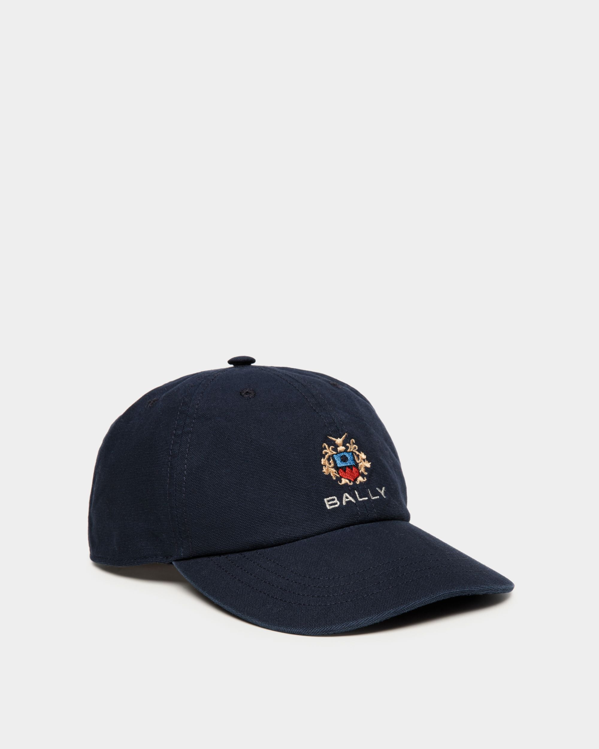Cappellino In Cotone Navy Blue Con Logo Bally Crest - Uomo - Bally - 01
